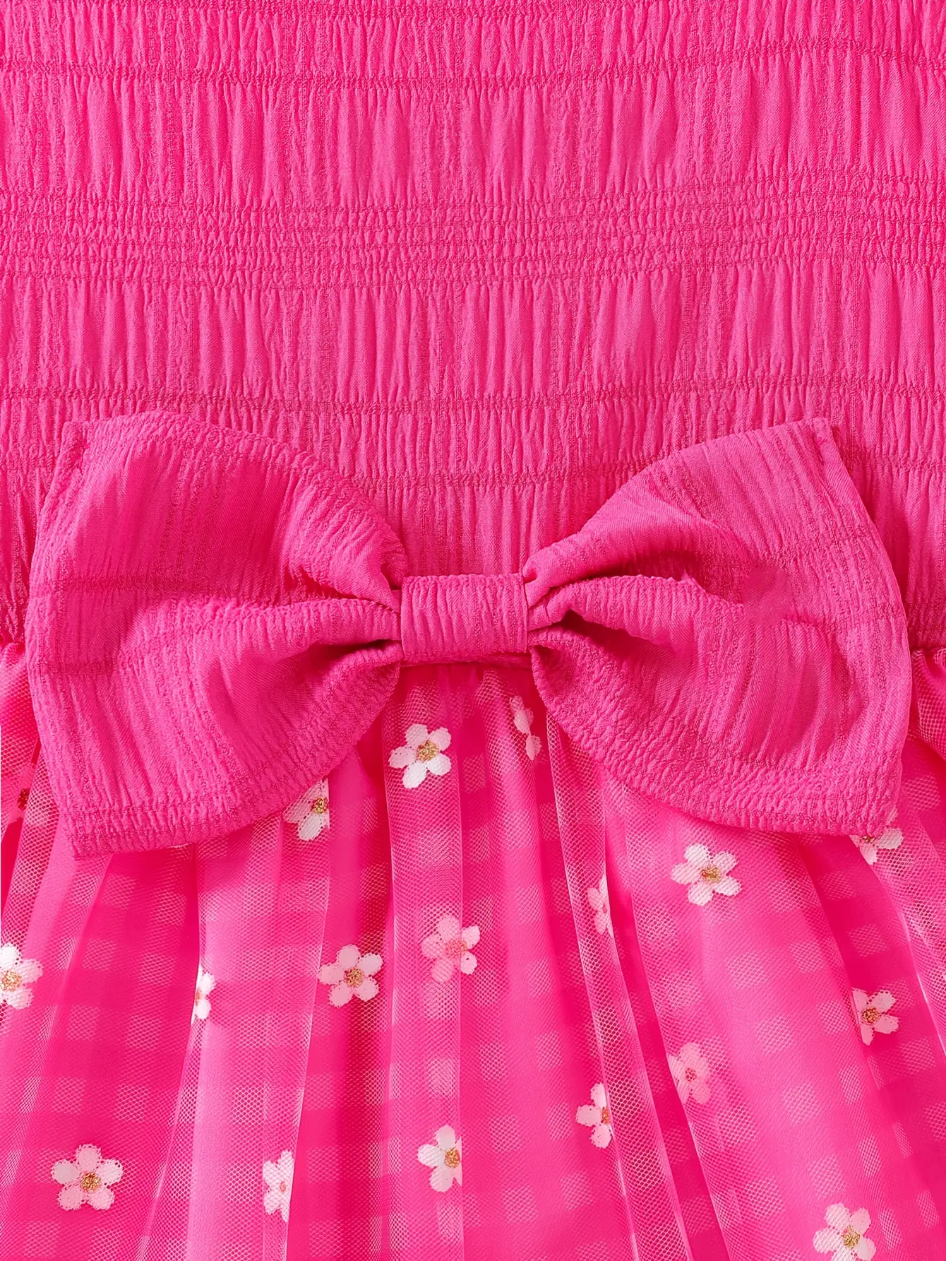 Detail 15 of Girls One-Shoulder Plaid Floral Dress by LUNORIANA