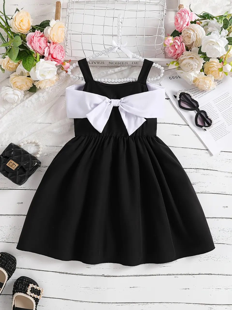 Girls Big Bow Off-Shoulder Dress by LUNORIANA