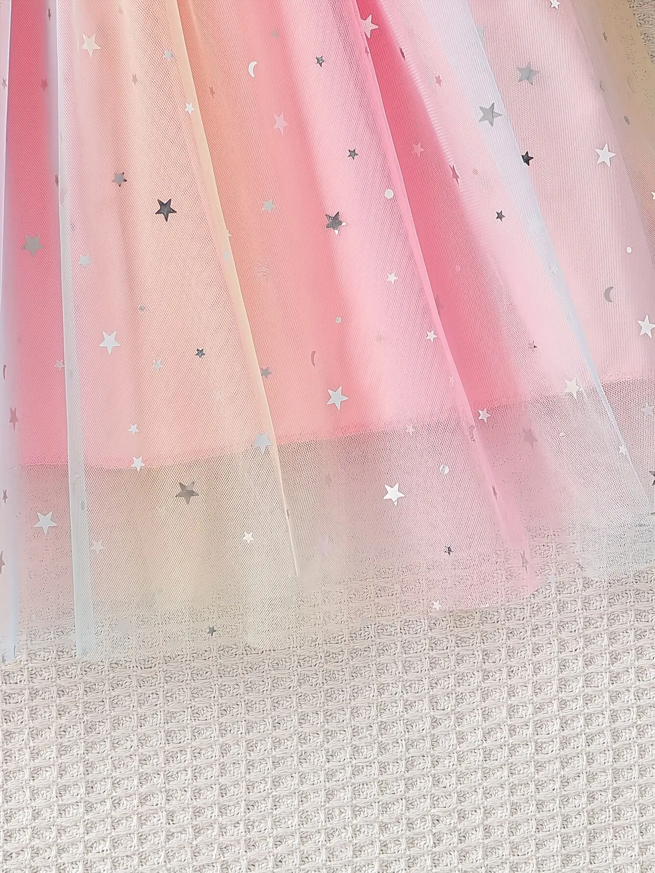 Detail 12 of Girls Short Sleeve Star Sequin Tulle Dress by LUNORIANA