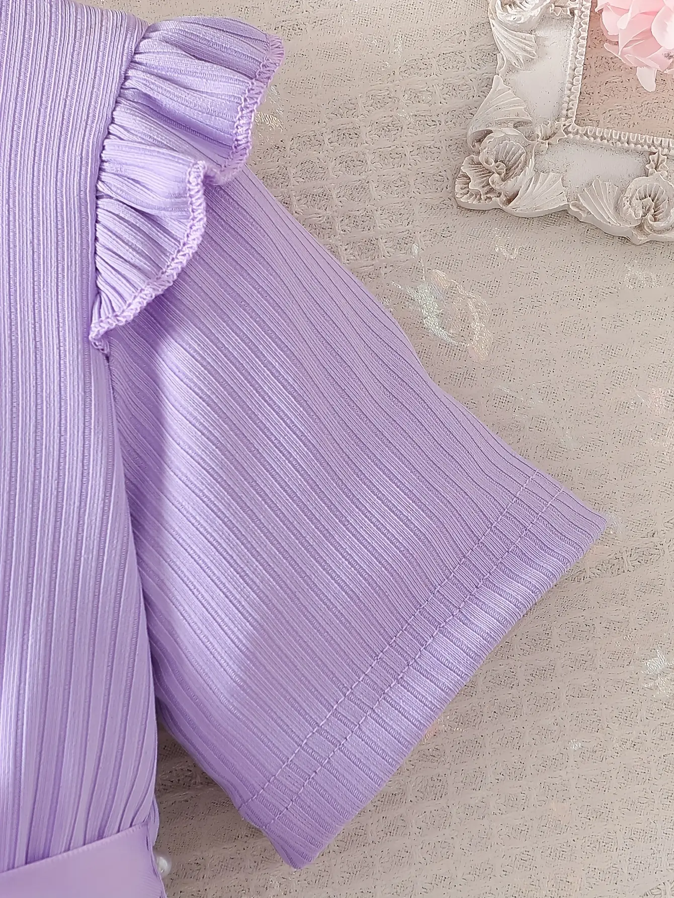 Detail 5 of Girls Short Sleeve Star Sequin Tulle Dress by LUNORIANA