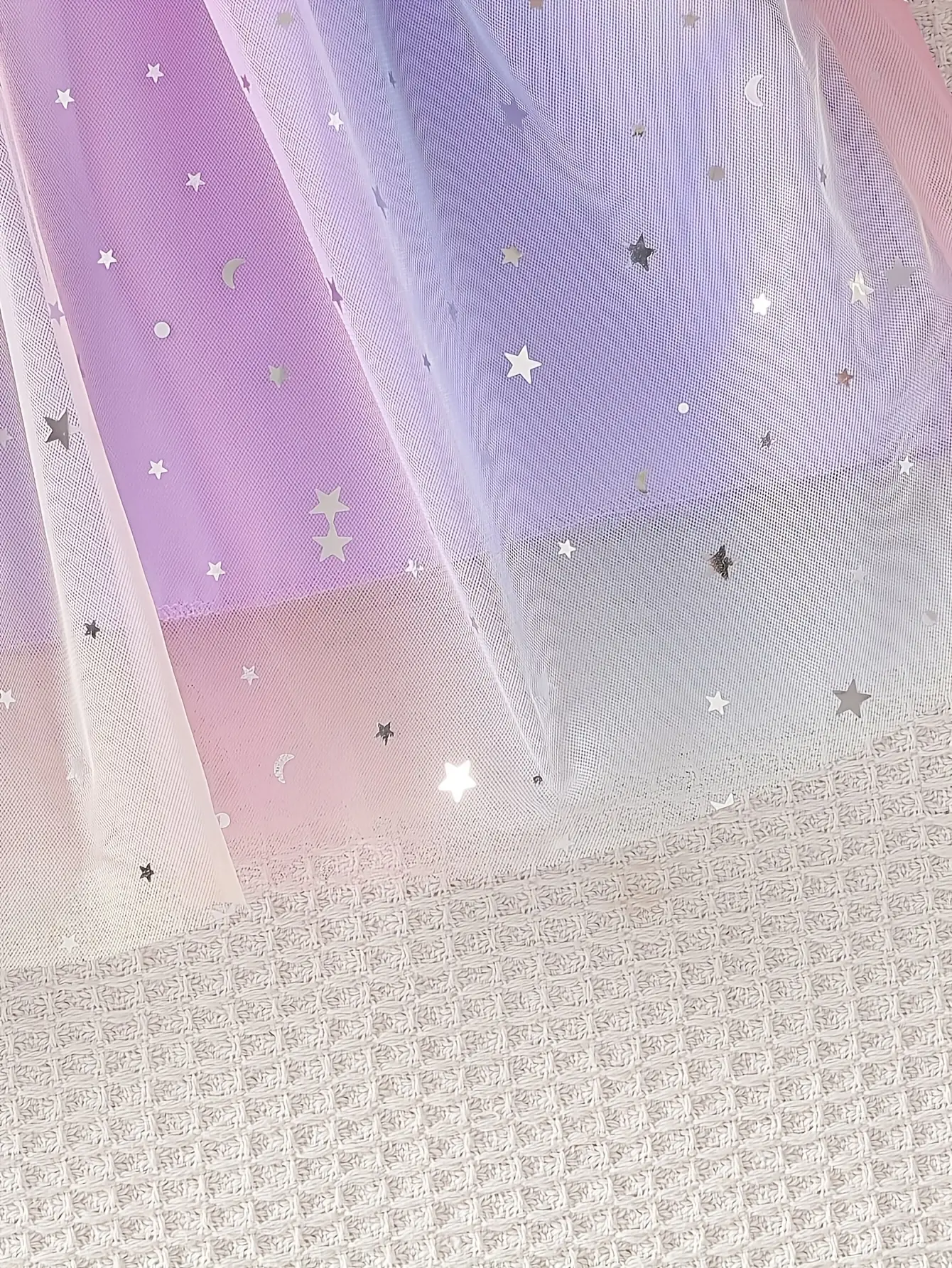 Detail 7 of Girls Short Sleeve Star Sequin Tulle Dress by LUNORIANA