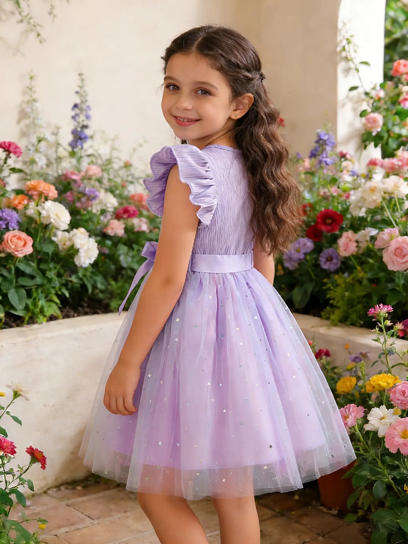 Detail 14 of Girls Star Moon Gradient Tulle Dress by LUNORIANA