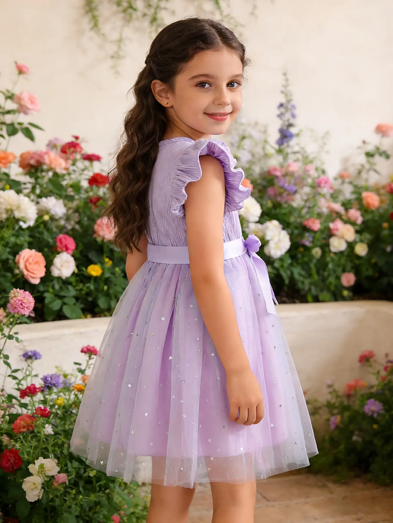 Detail 15 of Girls Star Moon Gradient Tulle Dress by LUNORIANA