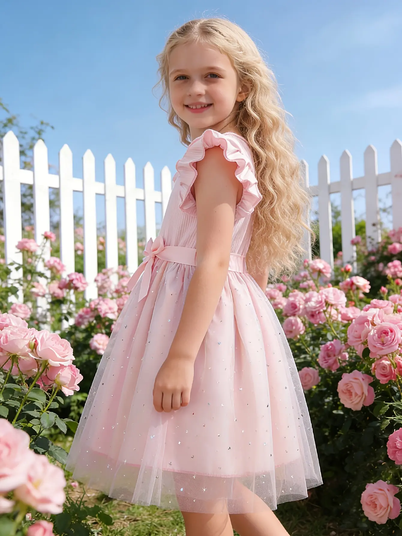 Detail 9 of Girls Star Moon Gradient Tulle Dress by LUNORIANA
