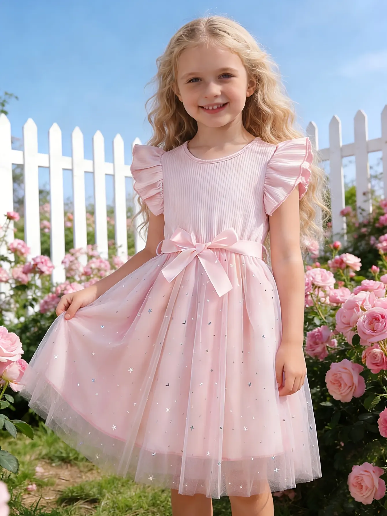 Detail 10 of Girls Star Moon Gradient Tulle Dress by LUNORIANA