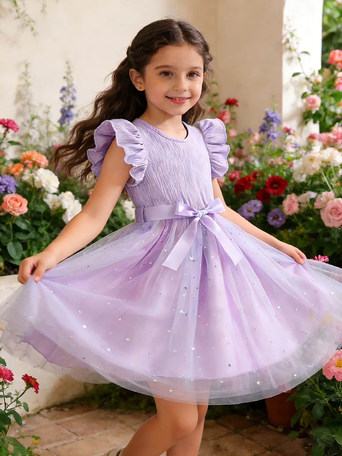 Detail 17 of Girls Star Moon Gradient Tulle Dress by LUNORIANA