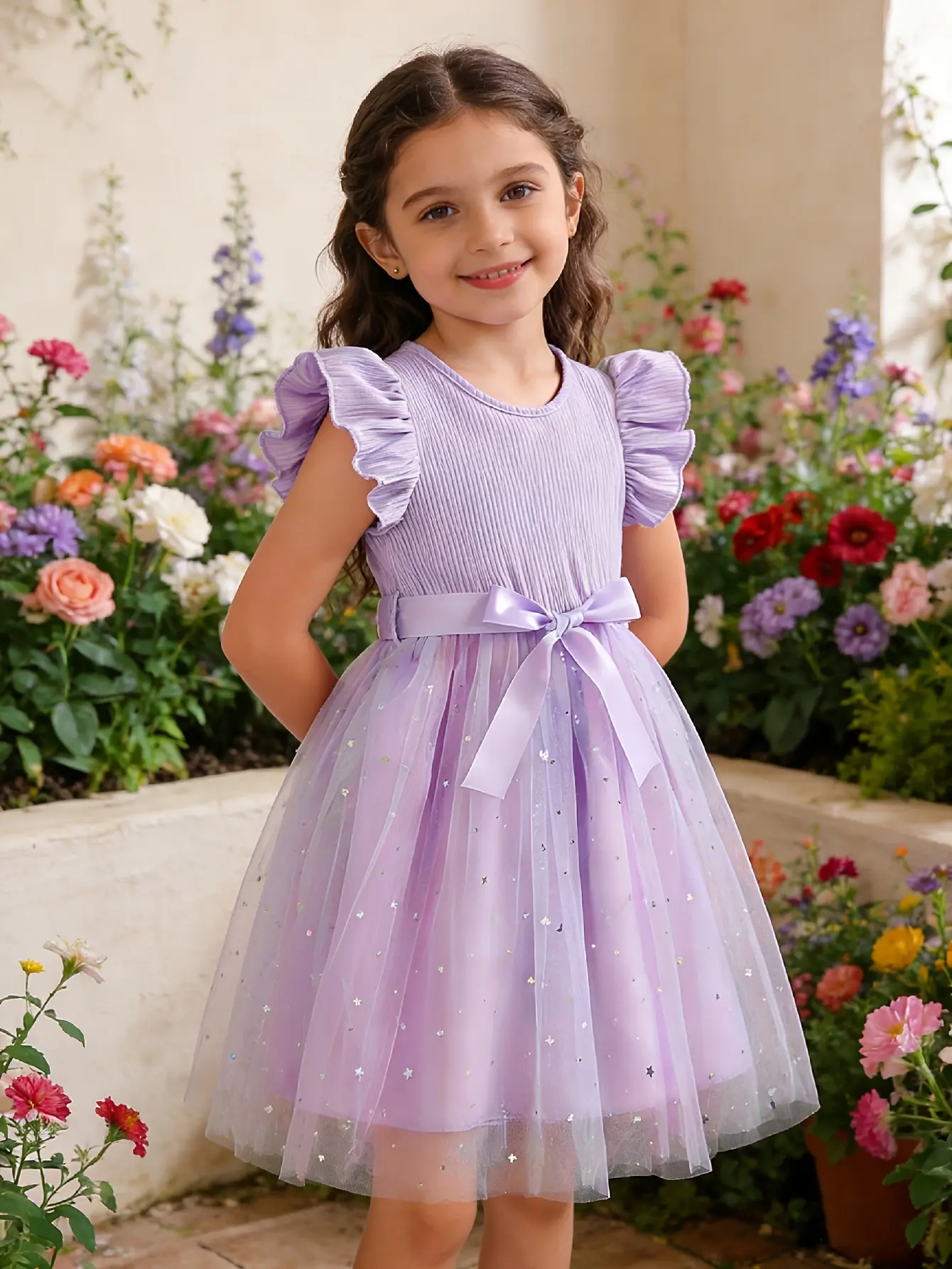 Detail 16 of Girls Star Moon Gradient Tulle Dress by LUNORIANA