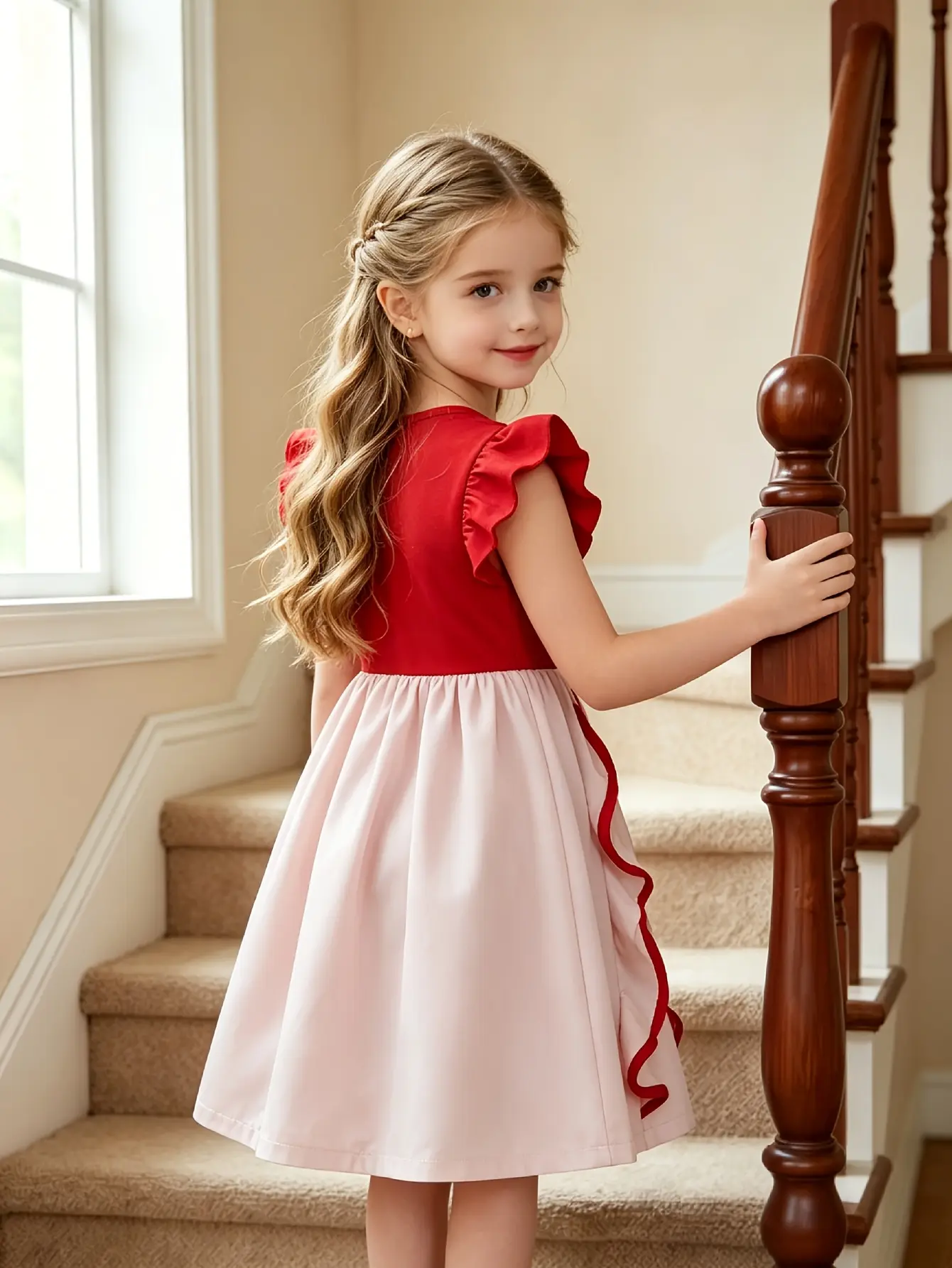 Detail 2 of Girls Bow Waist Ruffle Dress by LUNORIANA