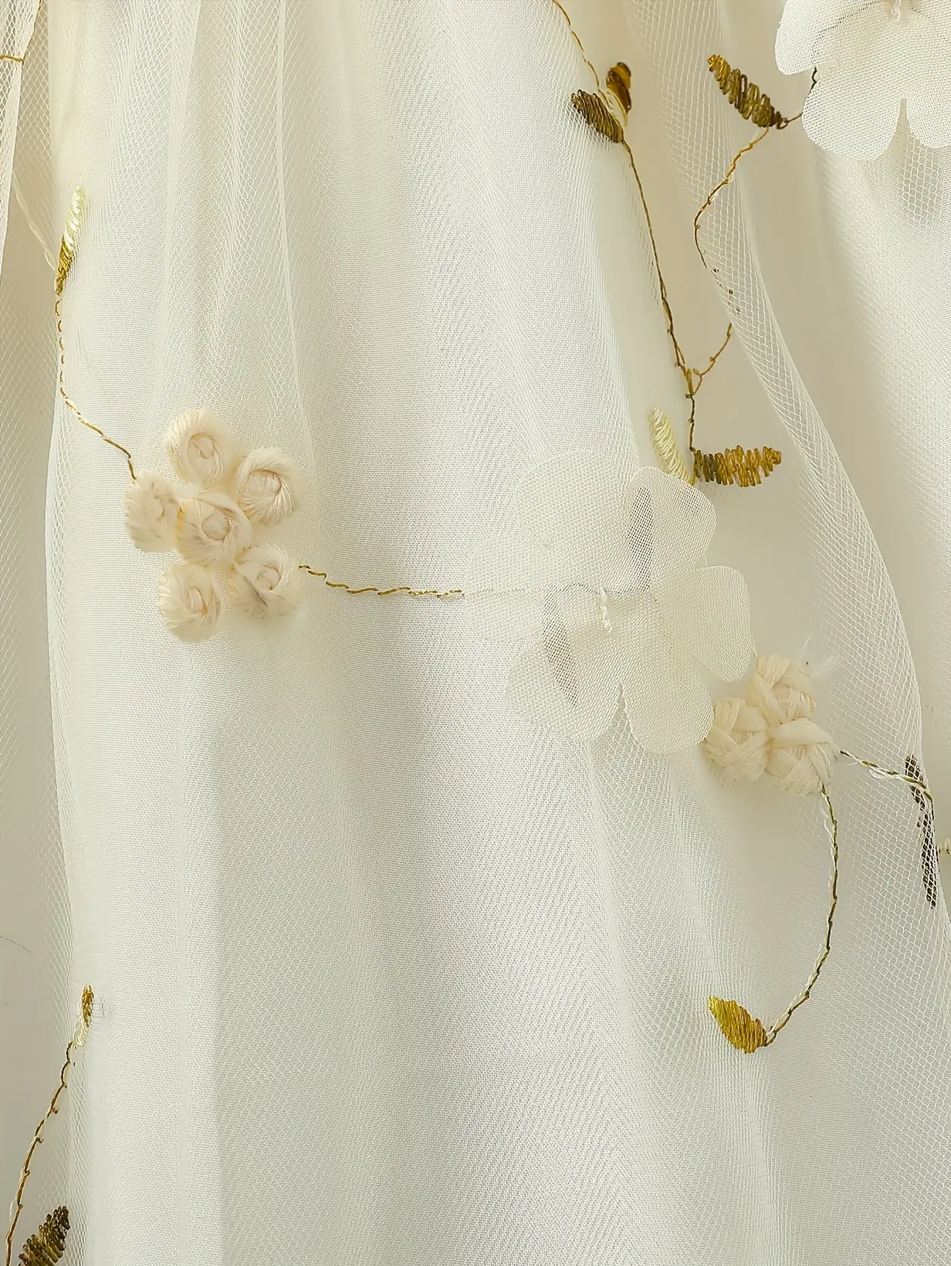 Detail 7 of Girls Embroidered Floral Tulle Dress in Purple, Pink or Blue by LUNORIANA