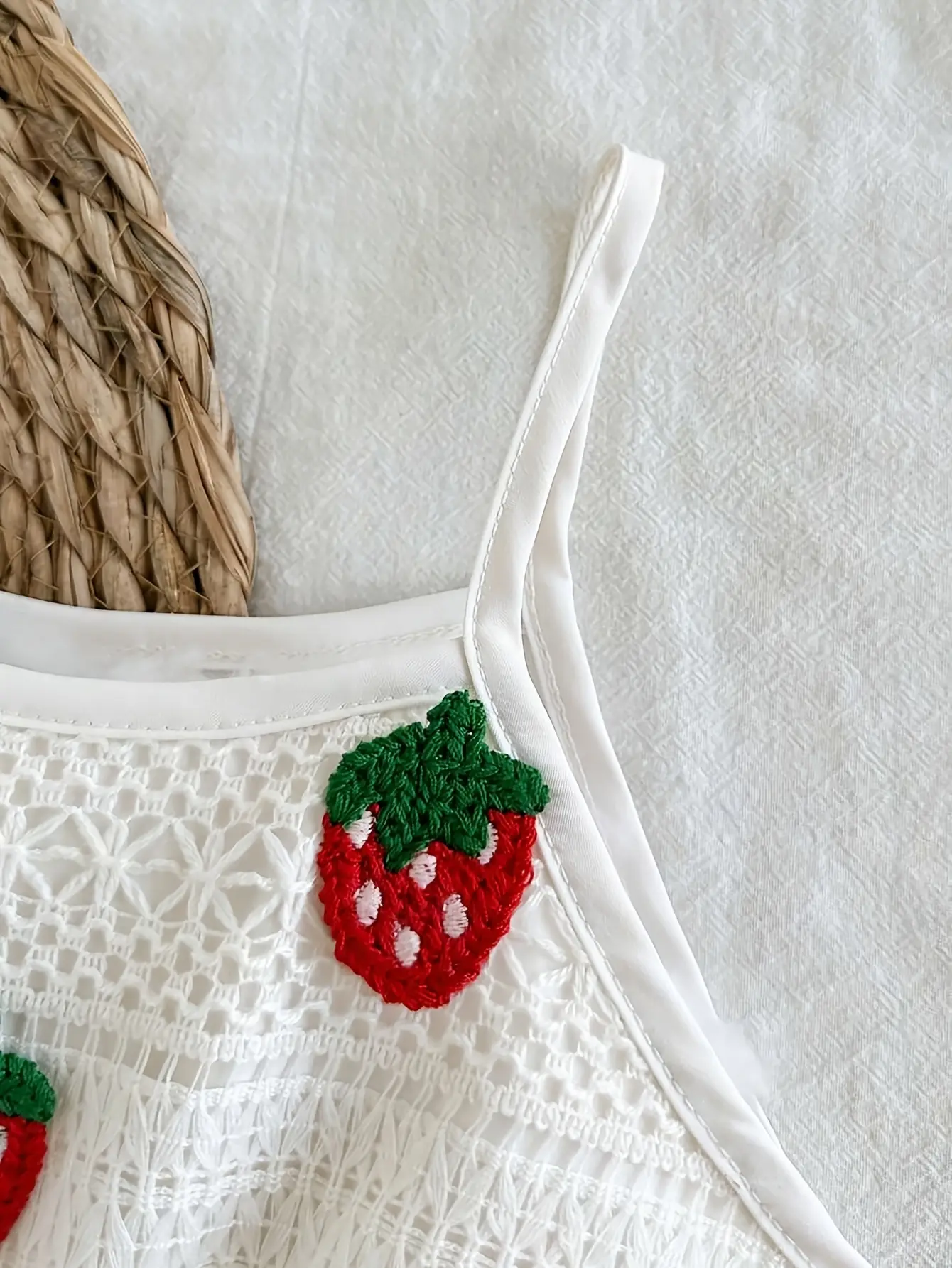 Detail 2 of Girls Vintage Strawberry Cutout Waist Cami Dress by LUNORIANA