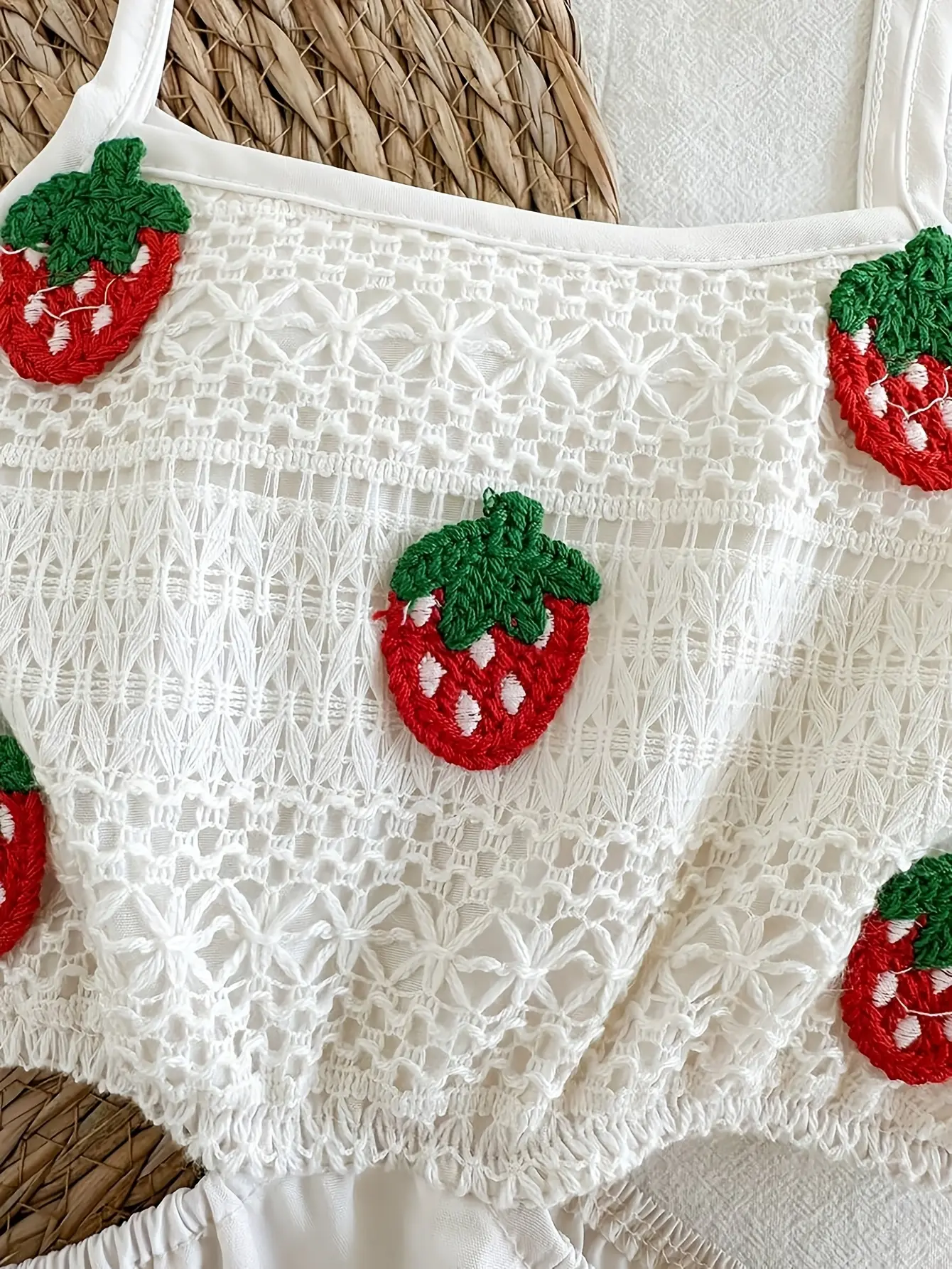 Detail 3 of Girls Vintage Strawberry Cutout Waist Cami Dress by LUNORIANA