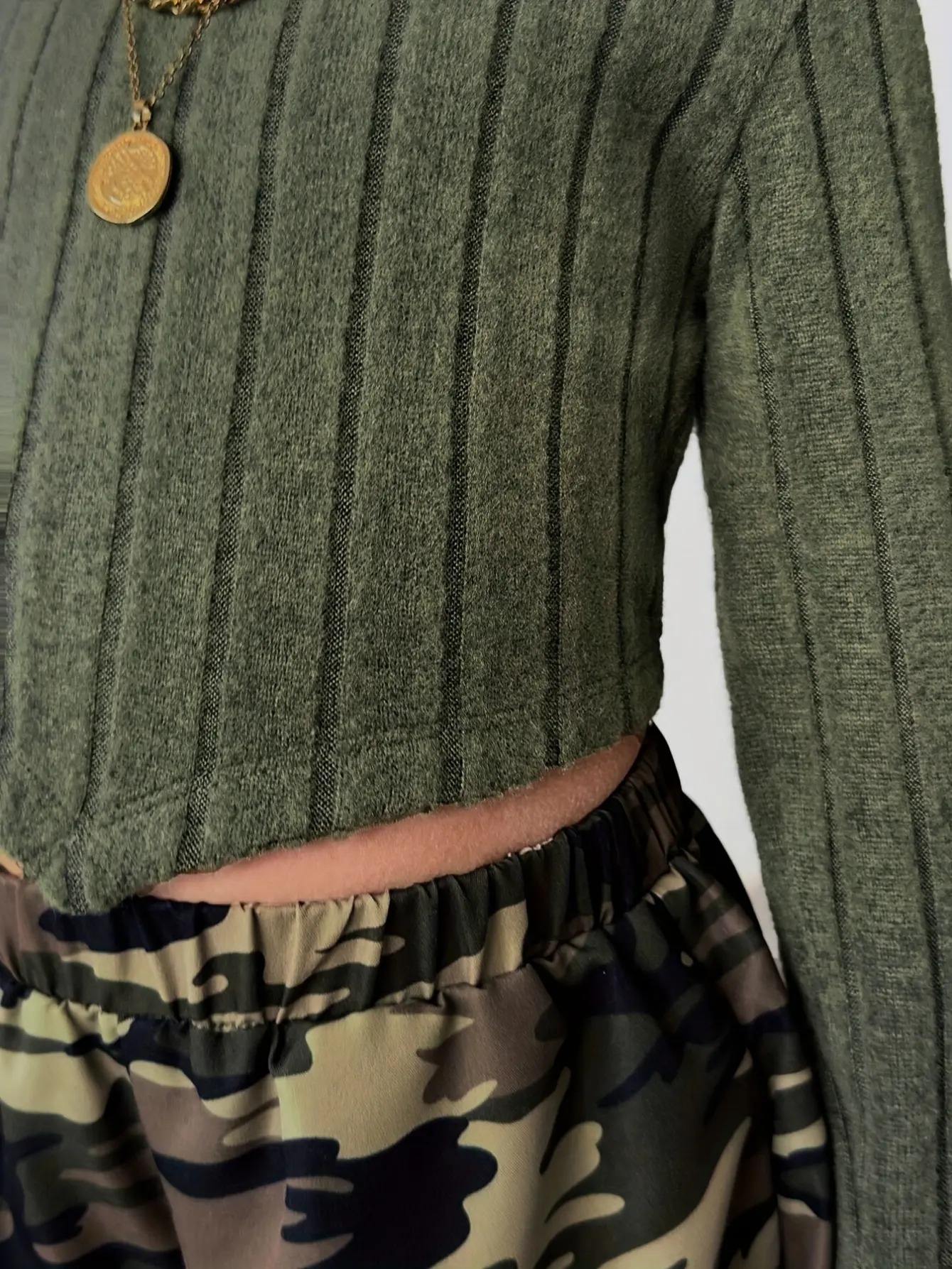 Detail 6 of Girls Camo Pants and Knit Long Sleeve Top Set by LUNORIANA