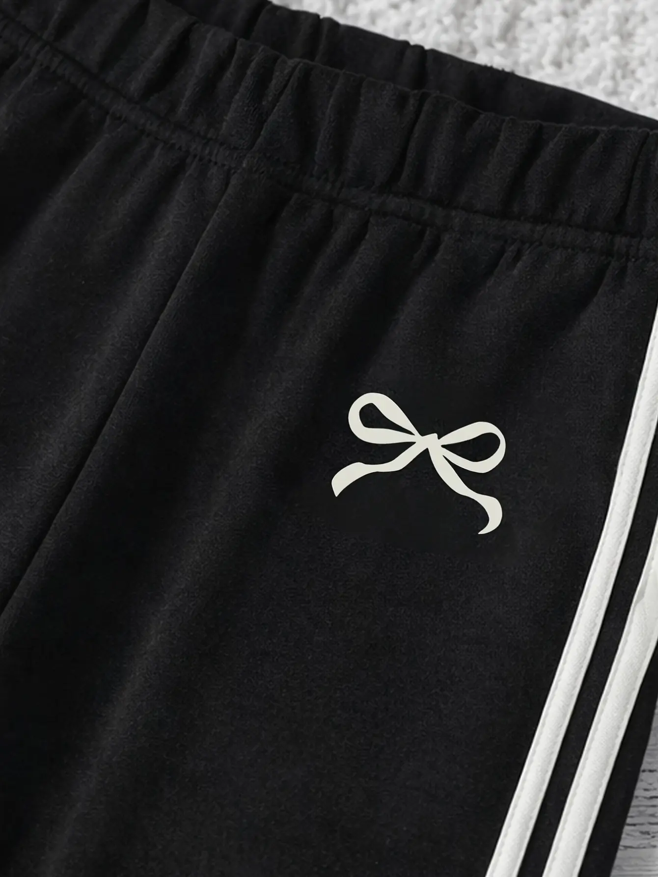 Detail 6 of Girls Hooded Sweatshirt and Striped Flare Pants Set by LUNORIANA