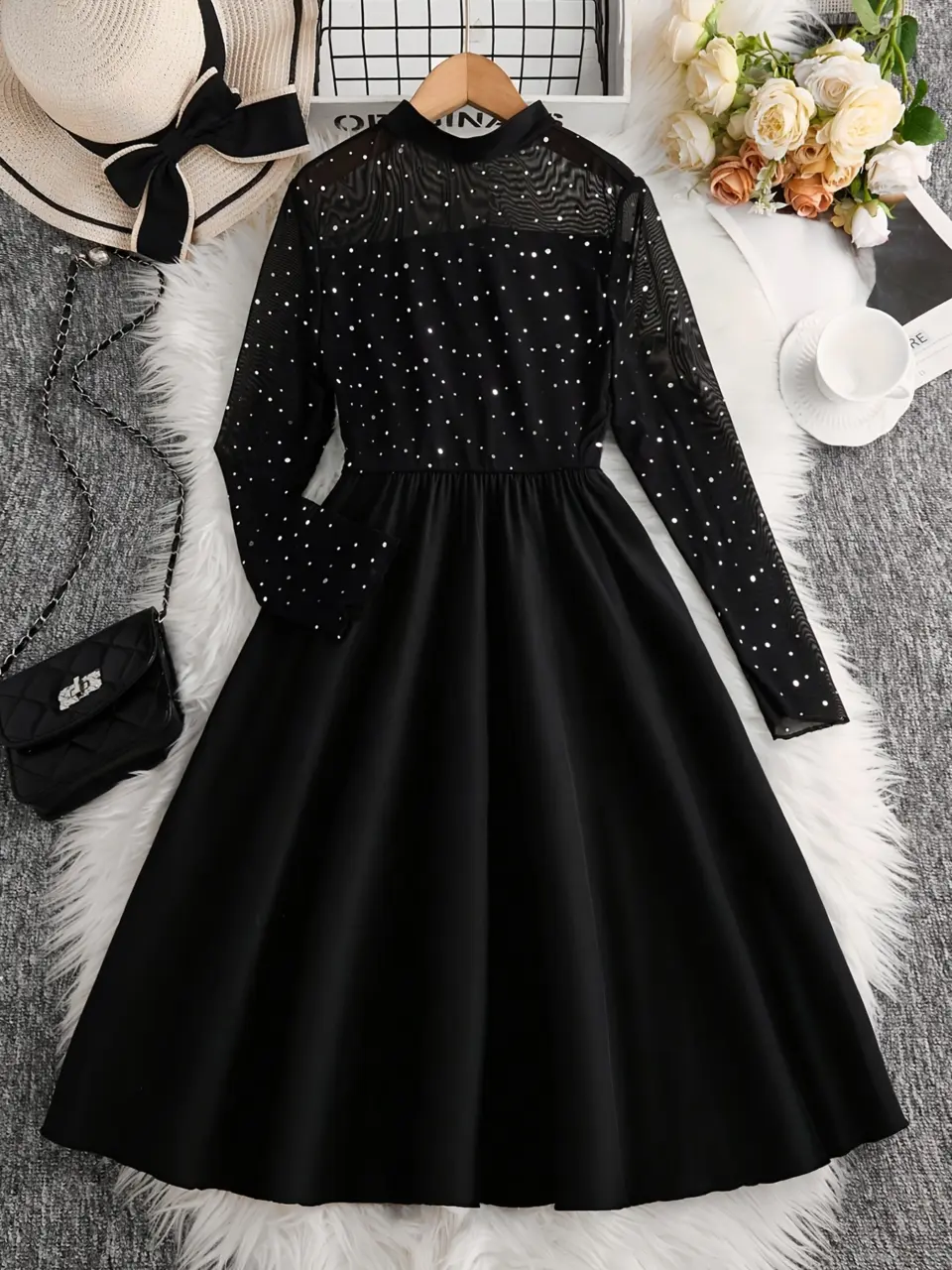 Girls Black Mesh Princess Dress