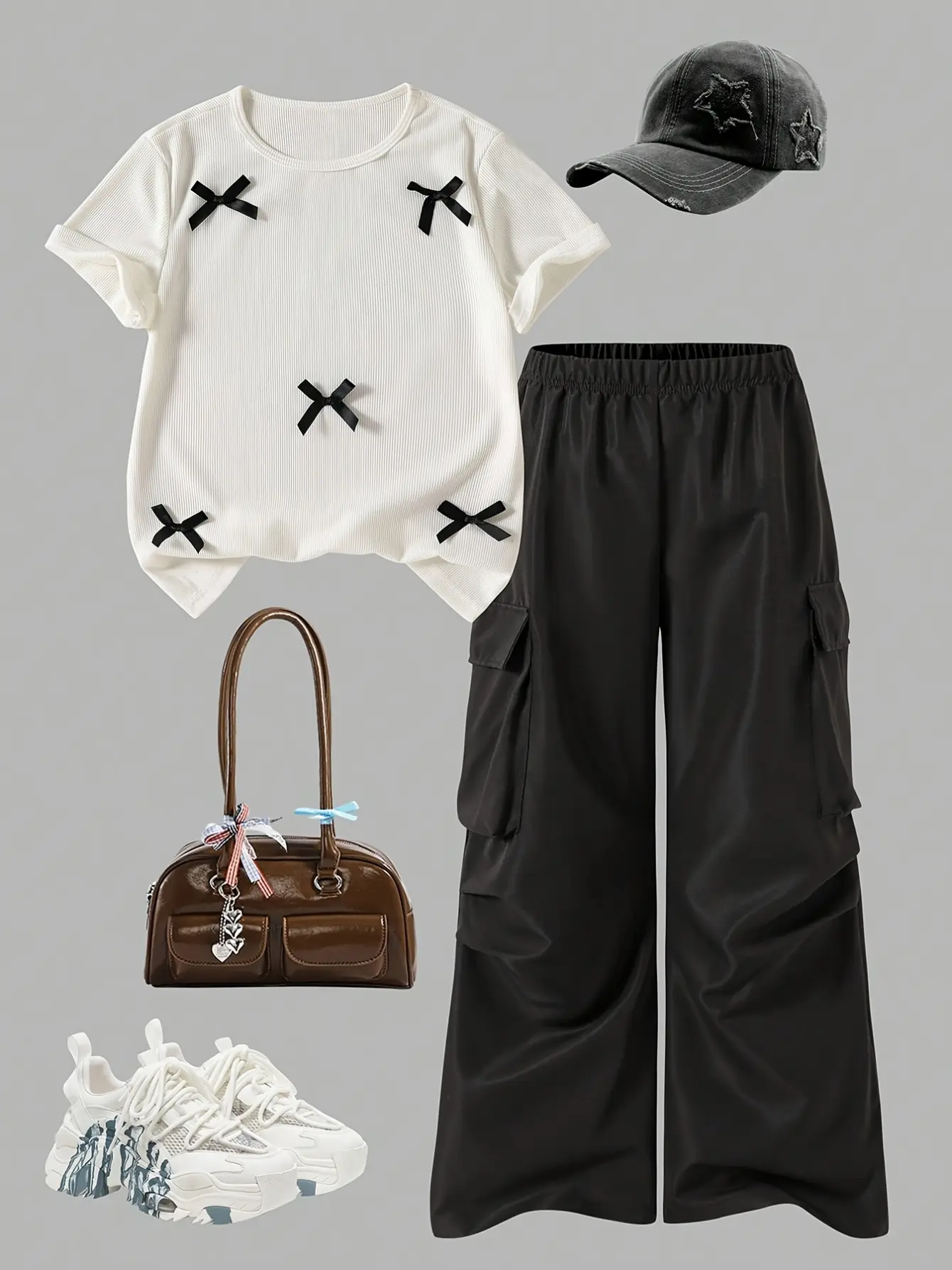 Girls Bow T-Shirt and Cargo Pants Set