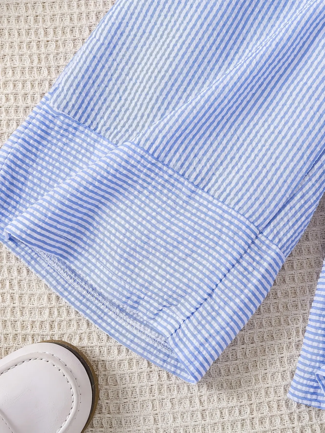 Detail 7 of Girls Striped Ruffle Top and Wide Leg Pants Set by LUNORIANA