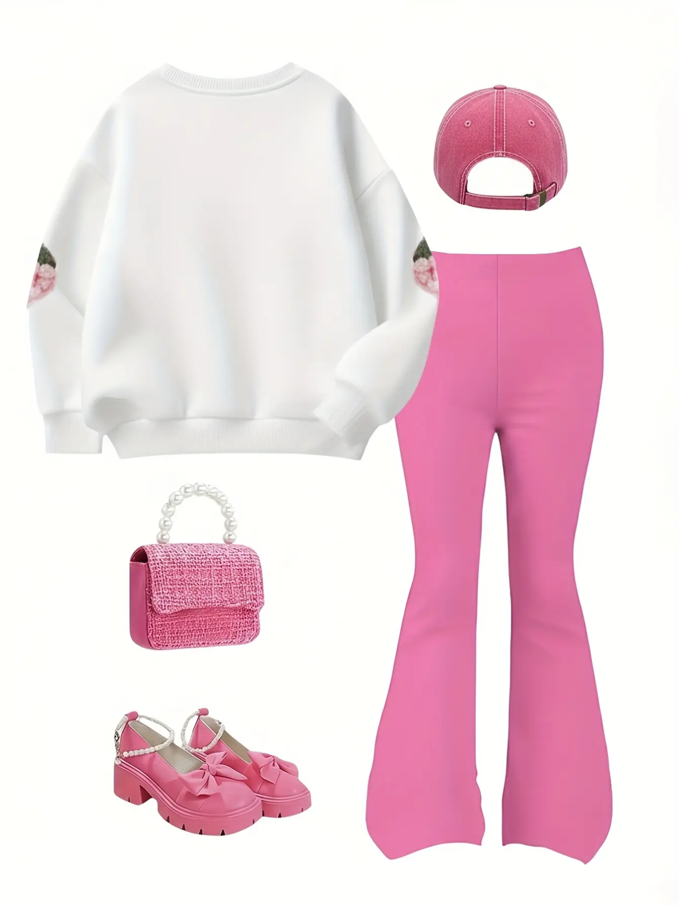 Detail 4 of Girls Strawberry Knit Top and Flare Pants Set by LUNORIANA