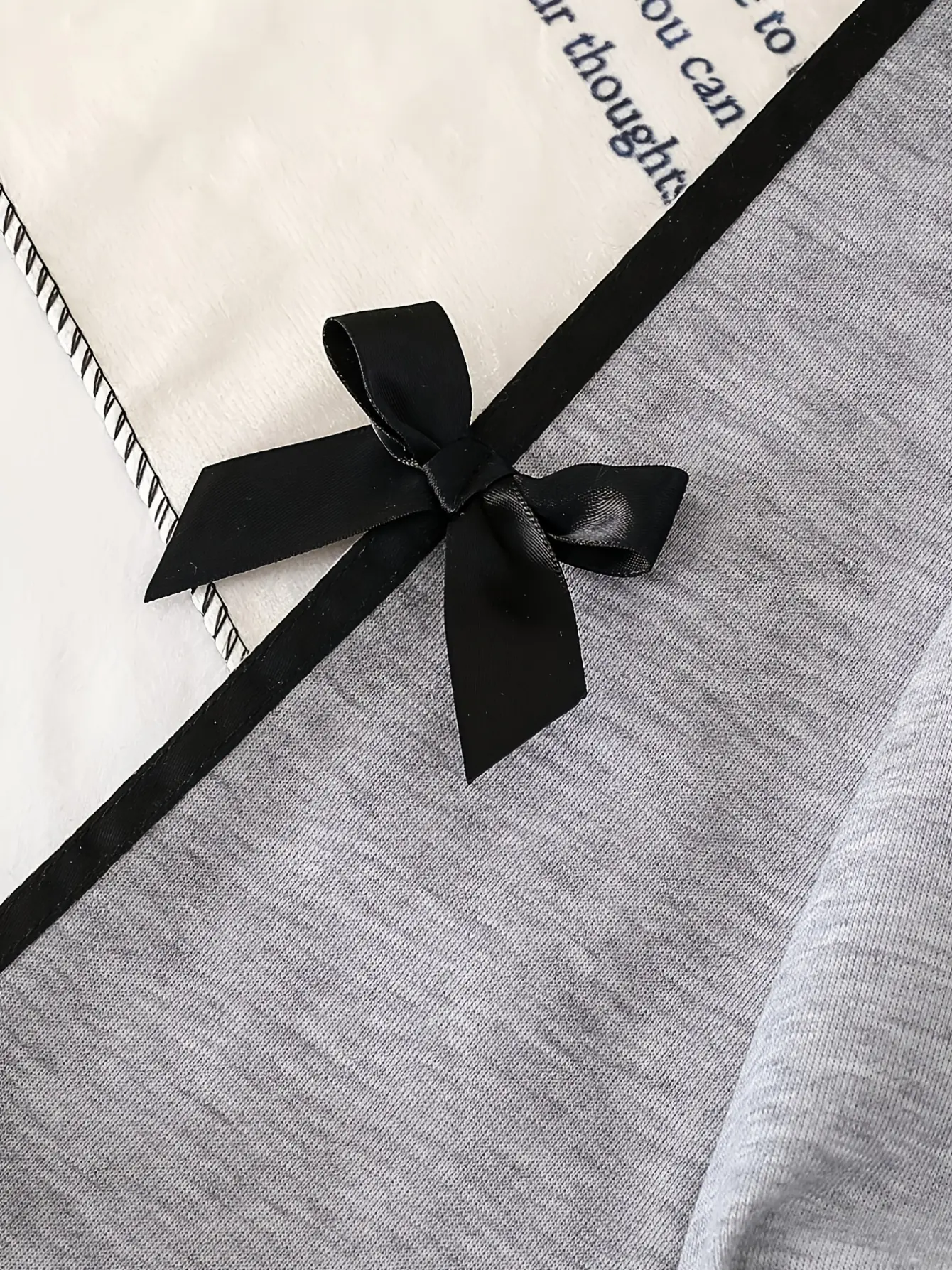 Girls Gray Bow Sleeve Sweatshirt and Wide Leg Pants Set gallery view