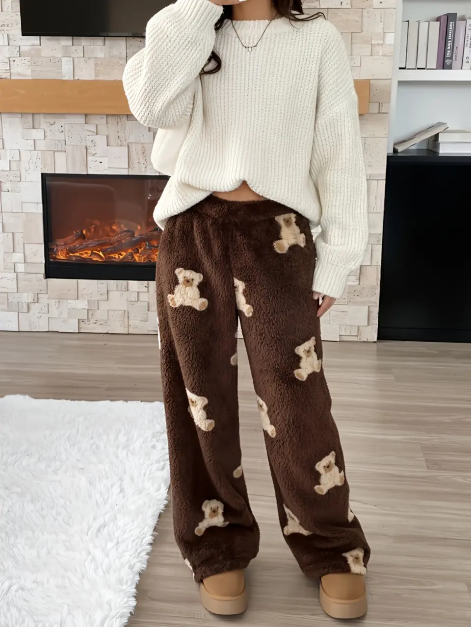 Girls Chocolate Brown Teddy Bear Flannel Pants