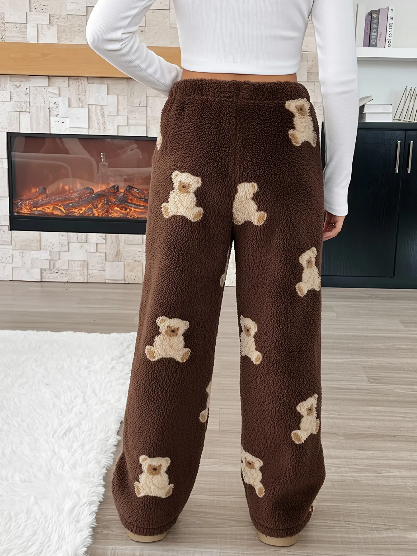 Girls Chocolate Brown Teddy Bear Flannel Pants gallery view