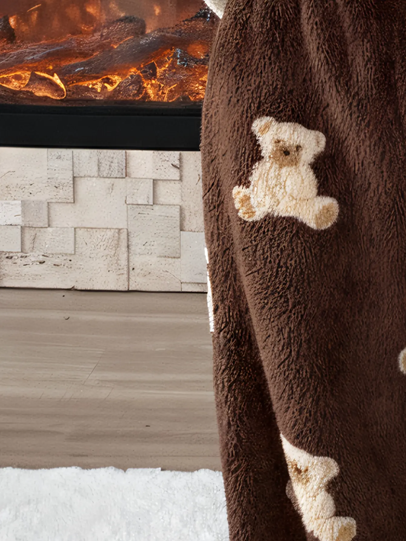 Girls Chocolate Brown Teddy Bear Flannel Pants gallery view