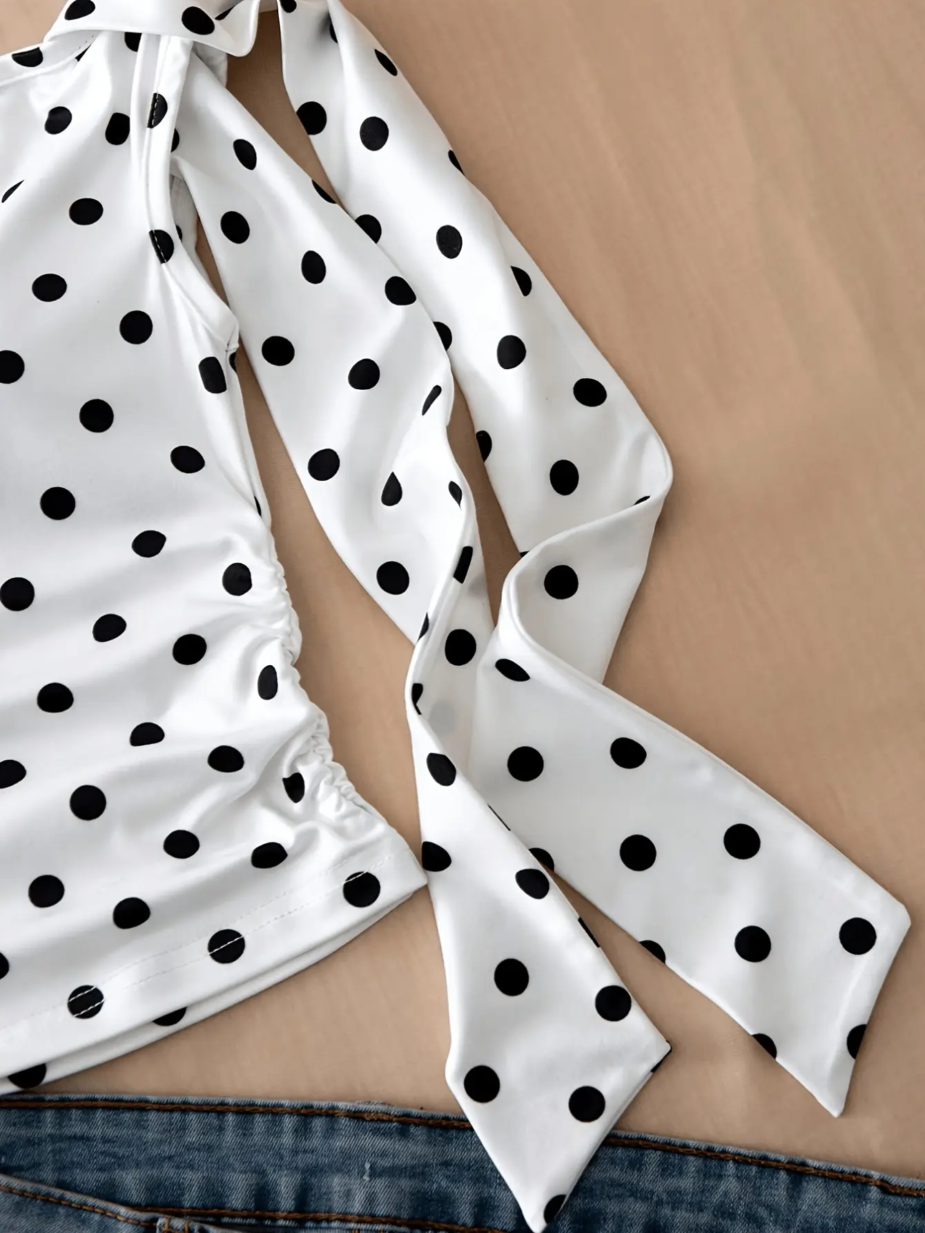Girls Polka Dot One Shoulder Top detail view