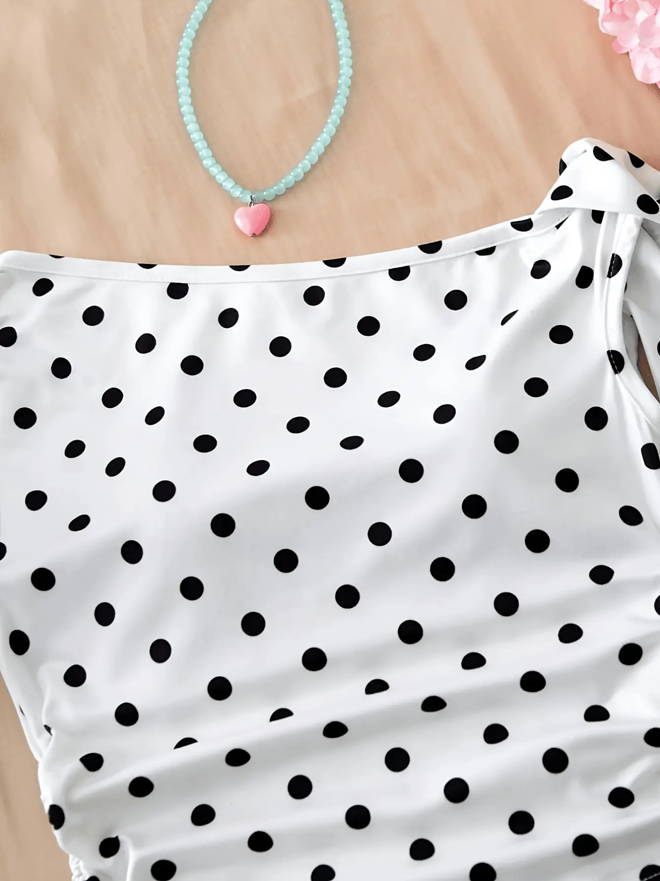 Girls Polka Dot One Shoulder Top detail view