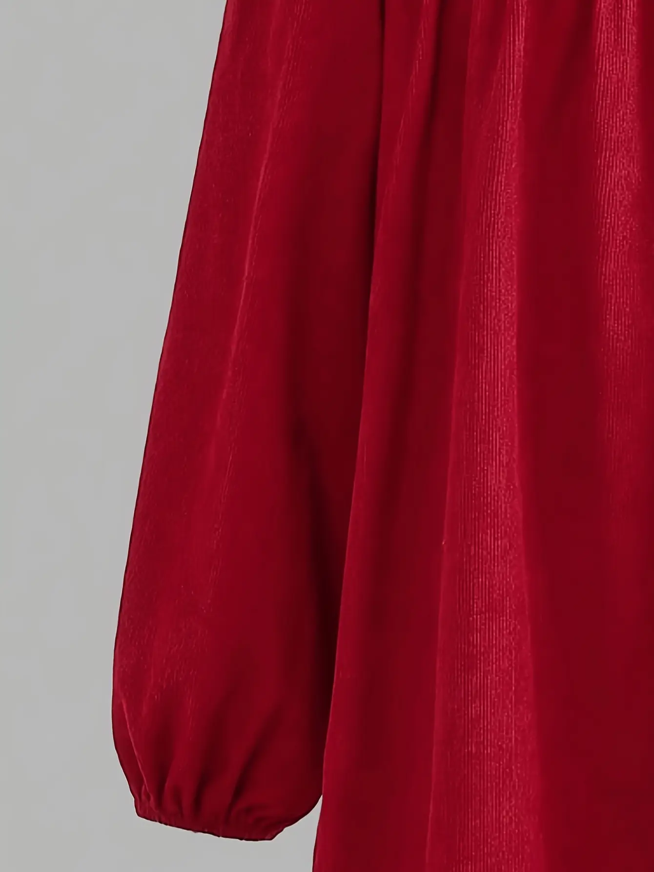 Girls Burgundy Lace Collar Long Sleeve Dress detail view