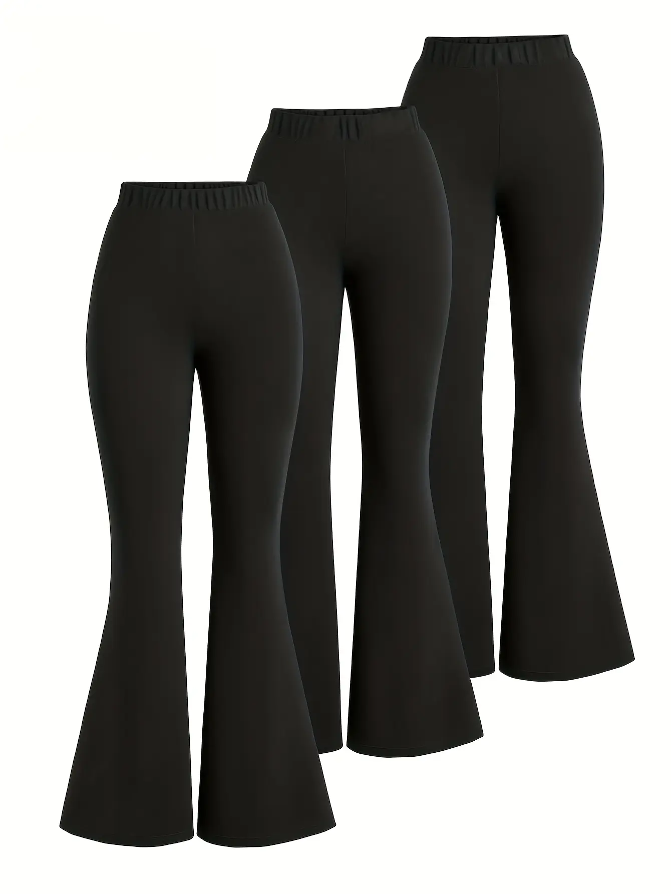 Girls Black Flare Pants 3-Pack gallery view
