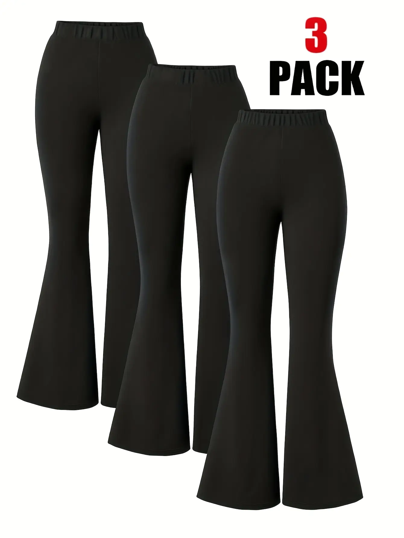 Girls Black Flare Pants 3-Pack color option