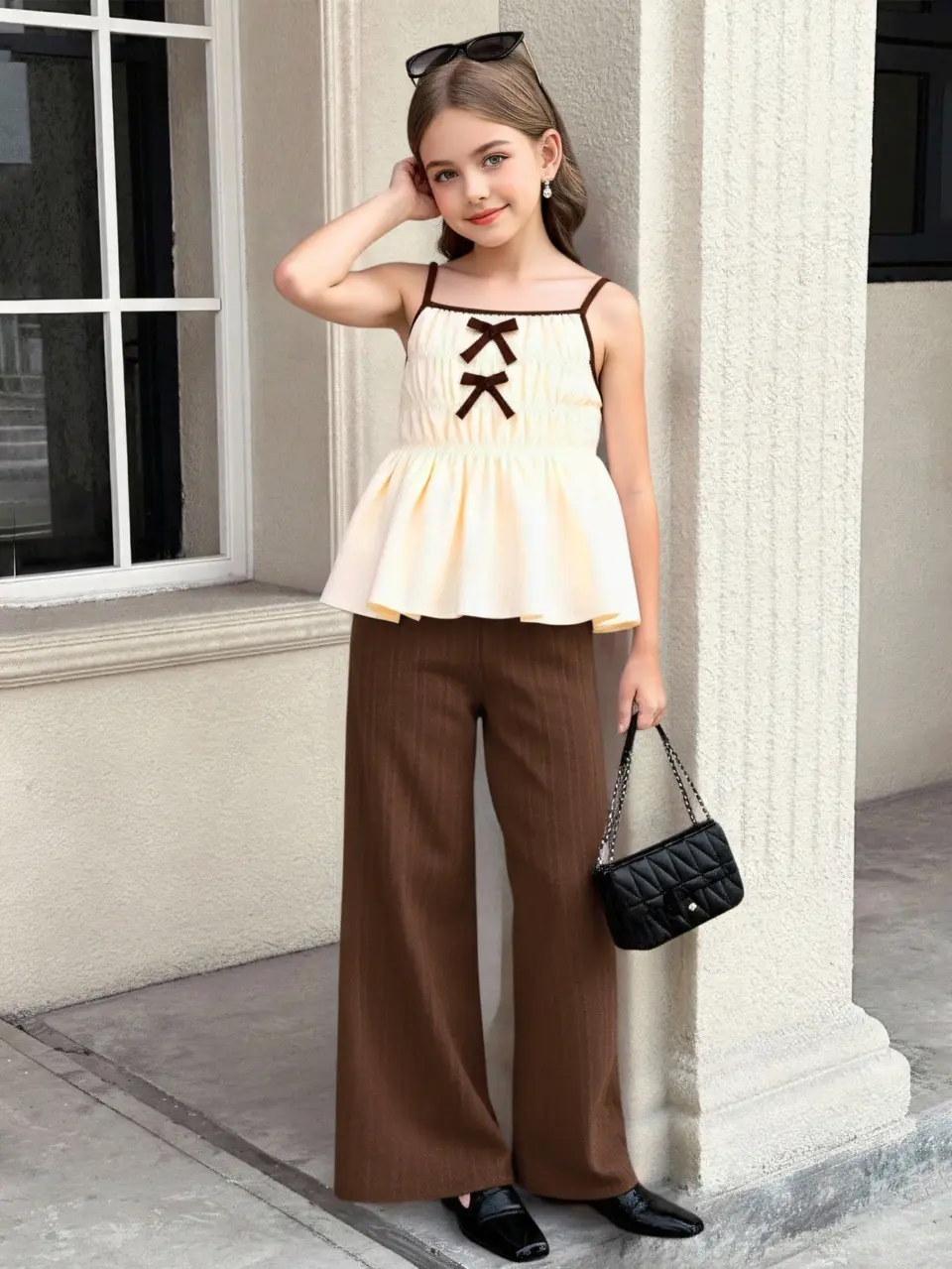 Girls Ruffle Cami Top and Wide Leg Pants Set