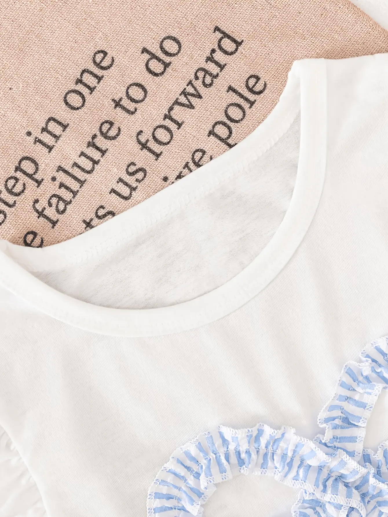 Girls Bow T-Shirt and Striped Skirt Set detail view