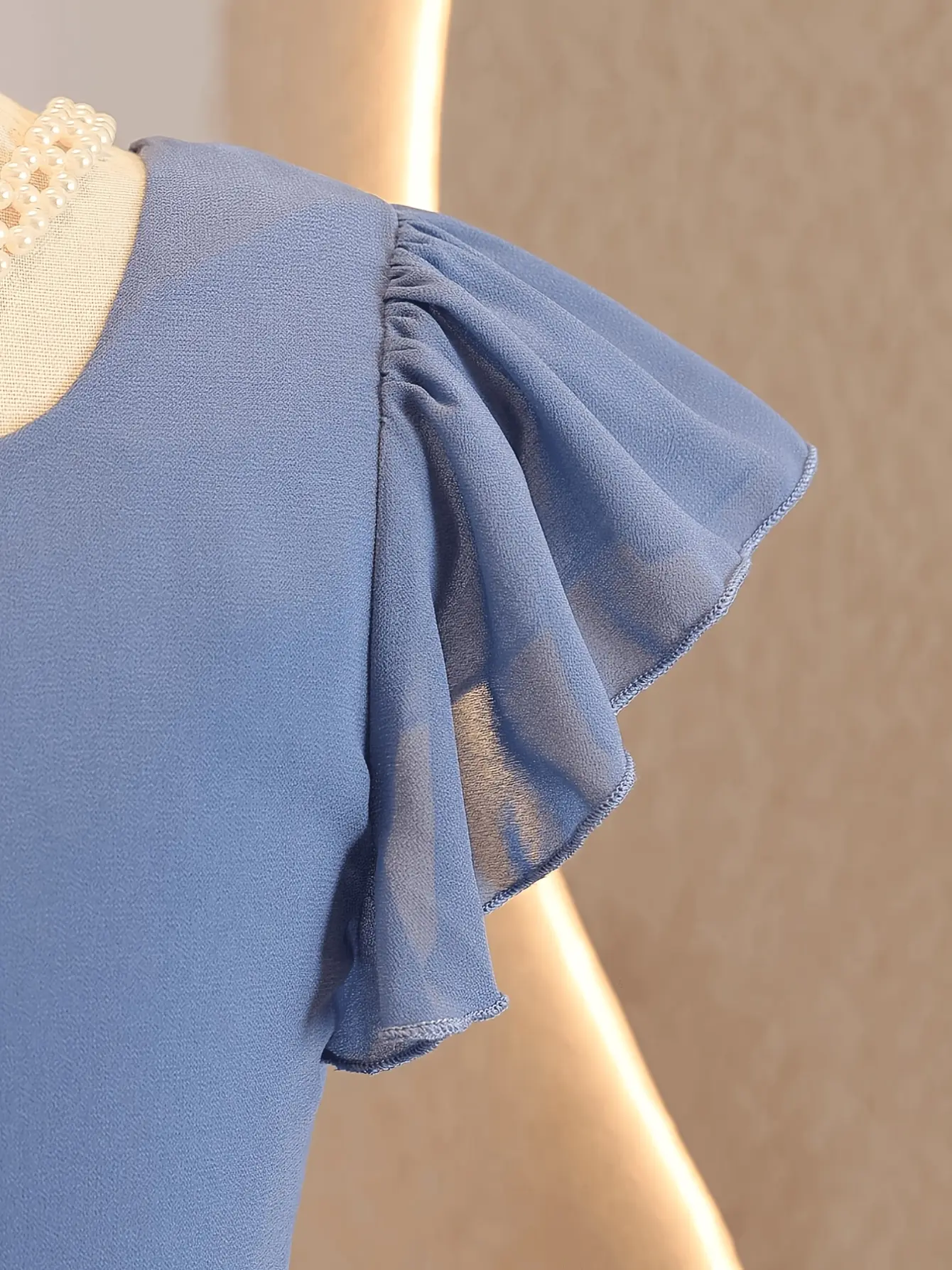 Girls Blue Bow Tulle Party Dress detail view