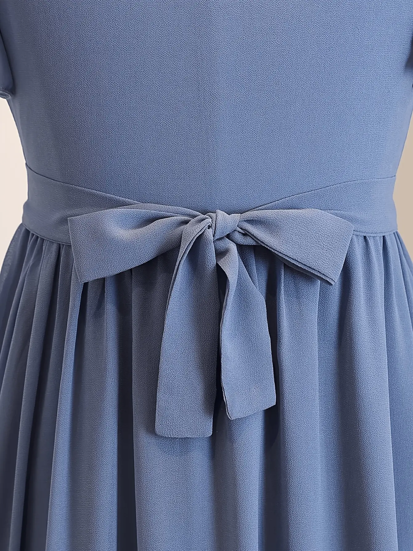Girls Blue Bow Tulle Party Dress detail view