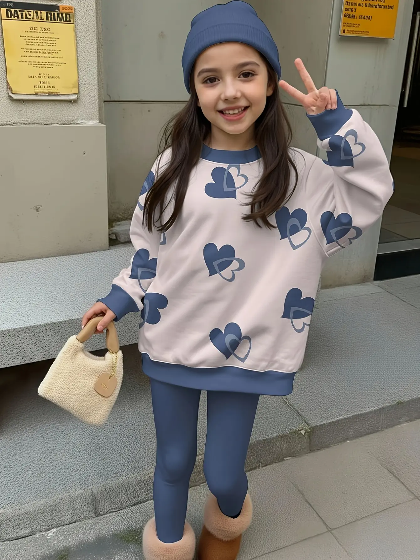 Girls Heart Sweatshirt and Leggings Set