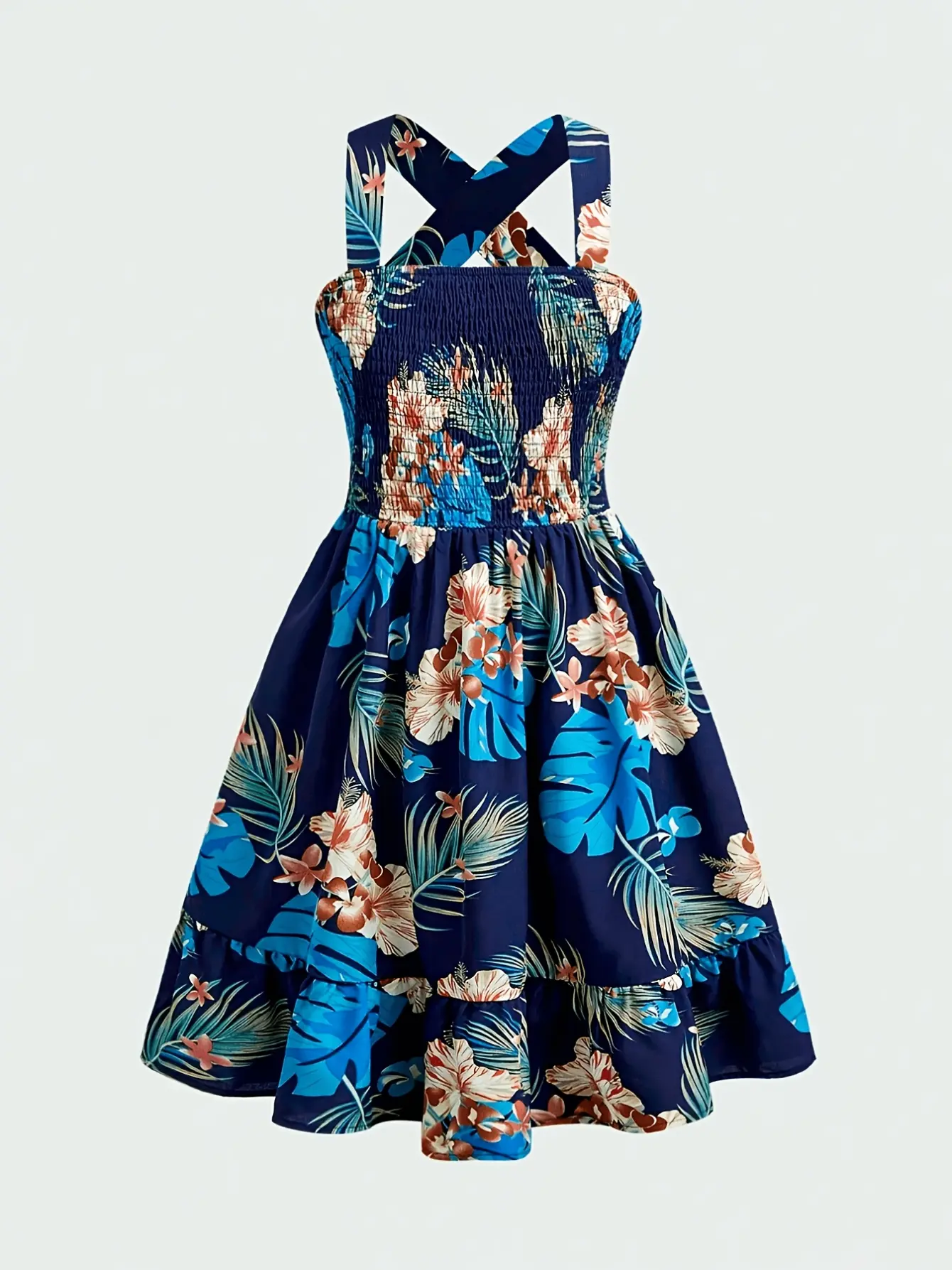 Girls Colorful Open Back Ruffle Dress detail view