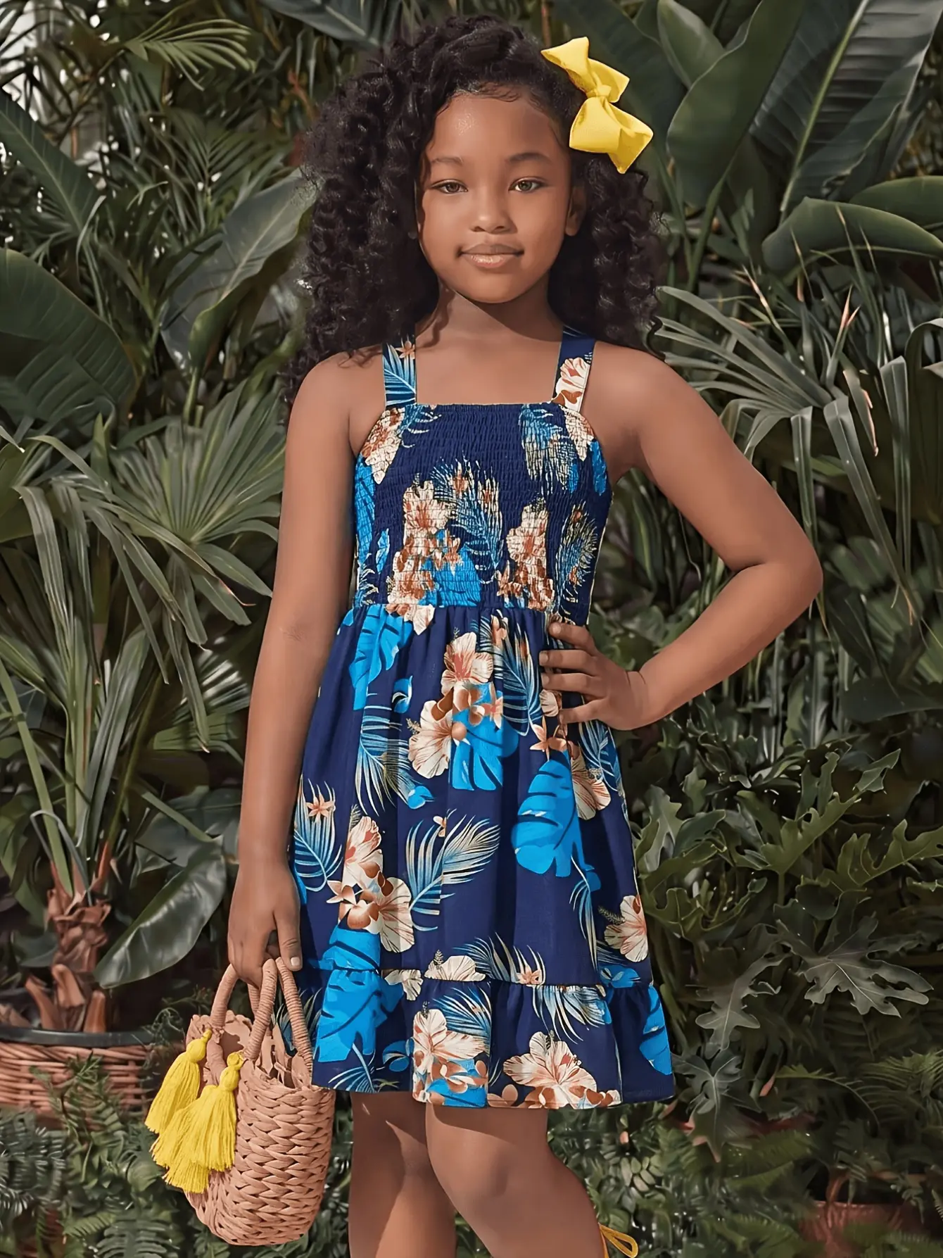 Girls Colorful Open Back Ruffle Dress detail view