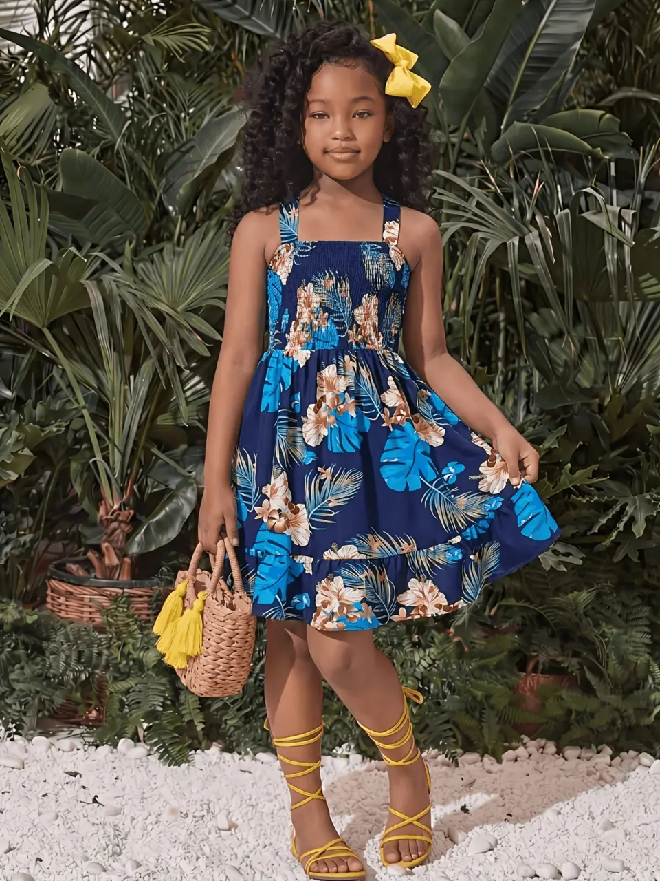 Girls Colorful Open Back Ruffle Dress