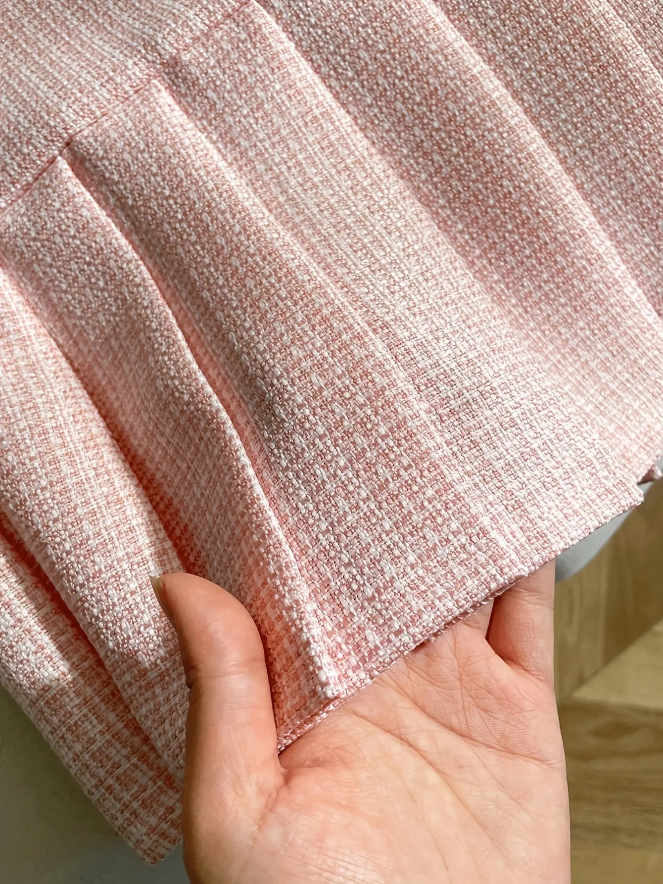 Girls Pink Tweed Bow A-Line Dress detail view