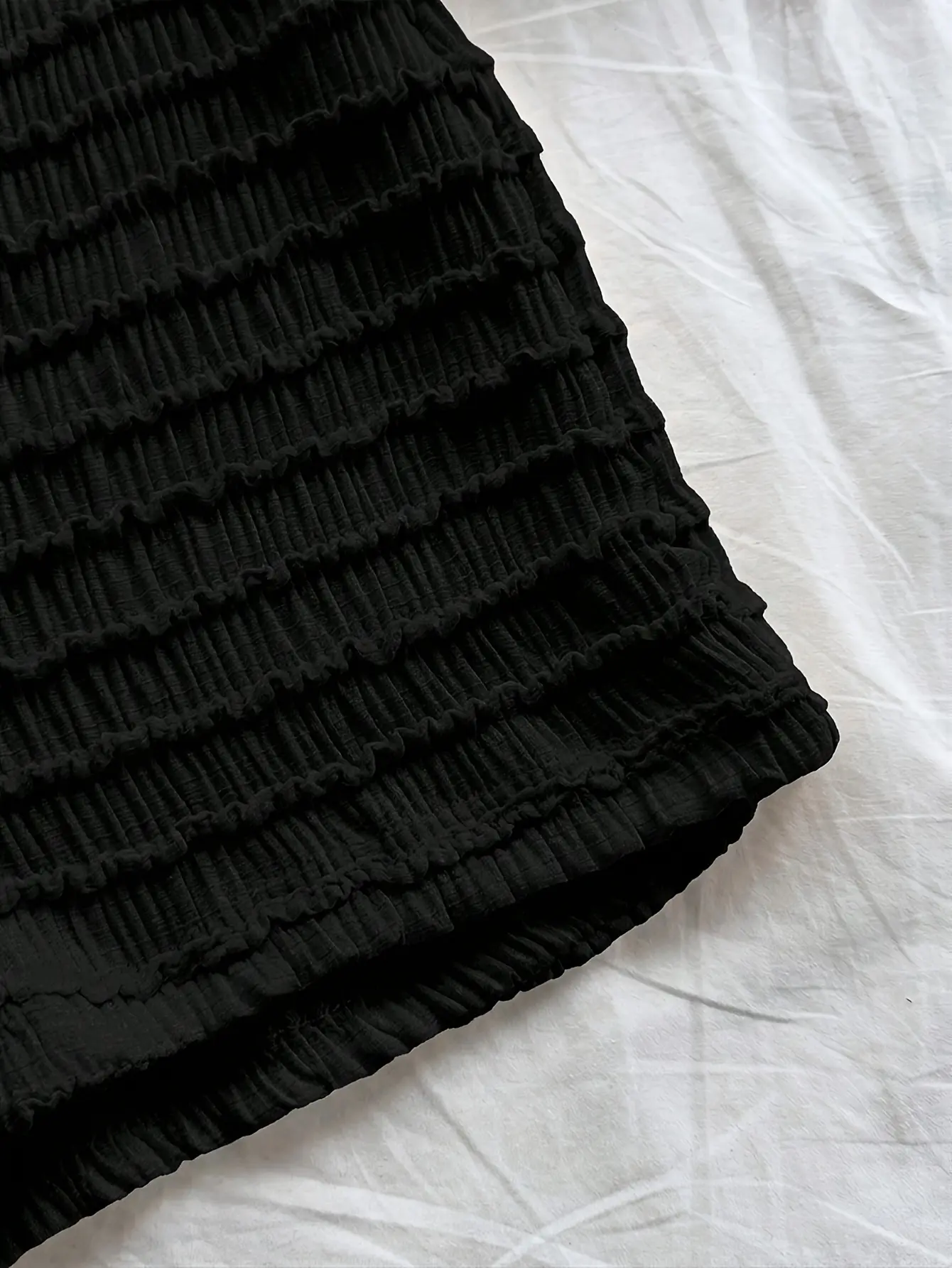 Women’s Black Ruched Halter Top and High Waist Shorts Set gallery view