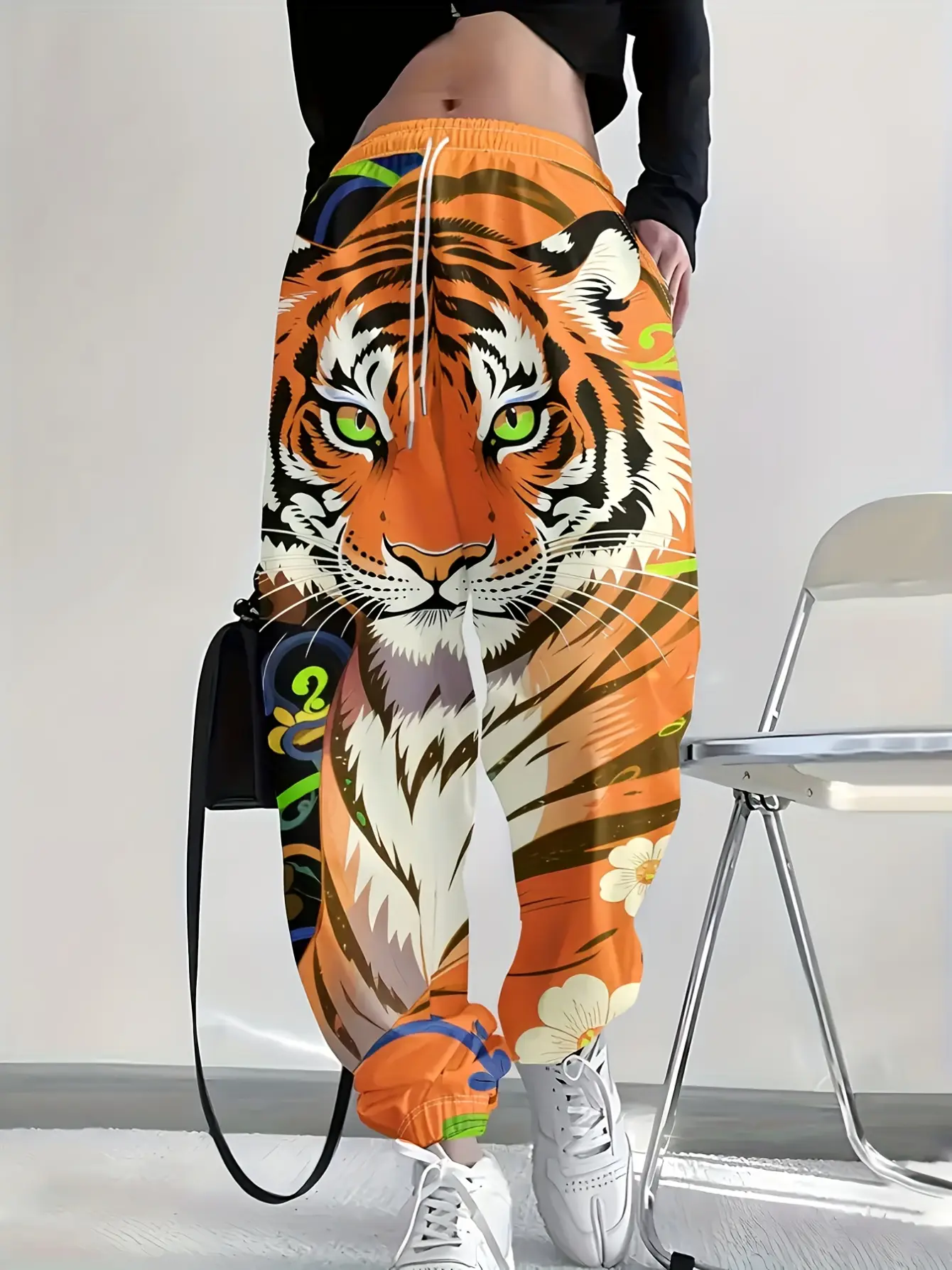Women’s Tiger Graphic High Waist Drawstring Jogger Pants gallery view