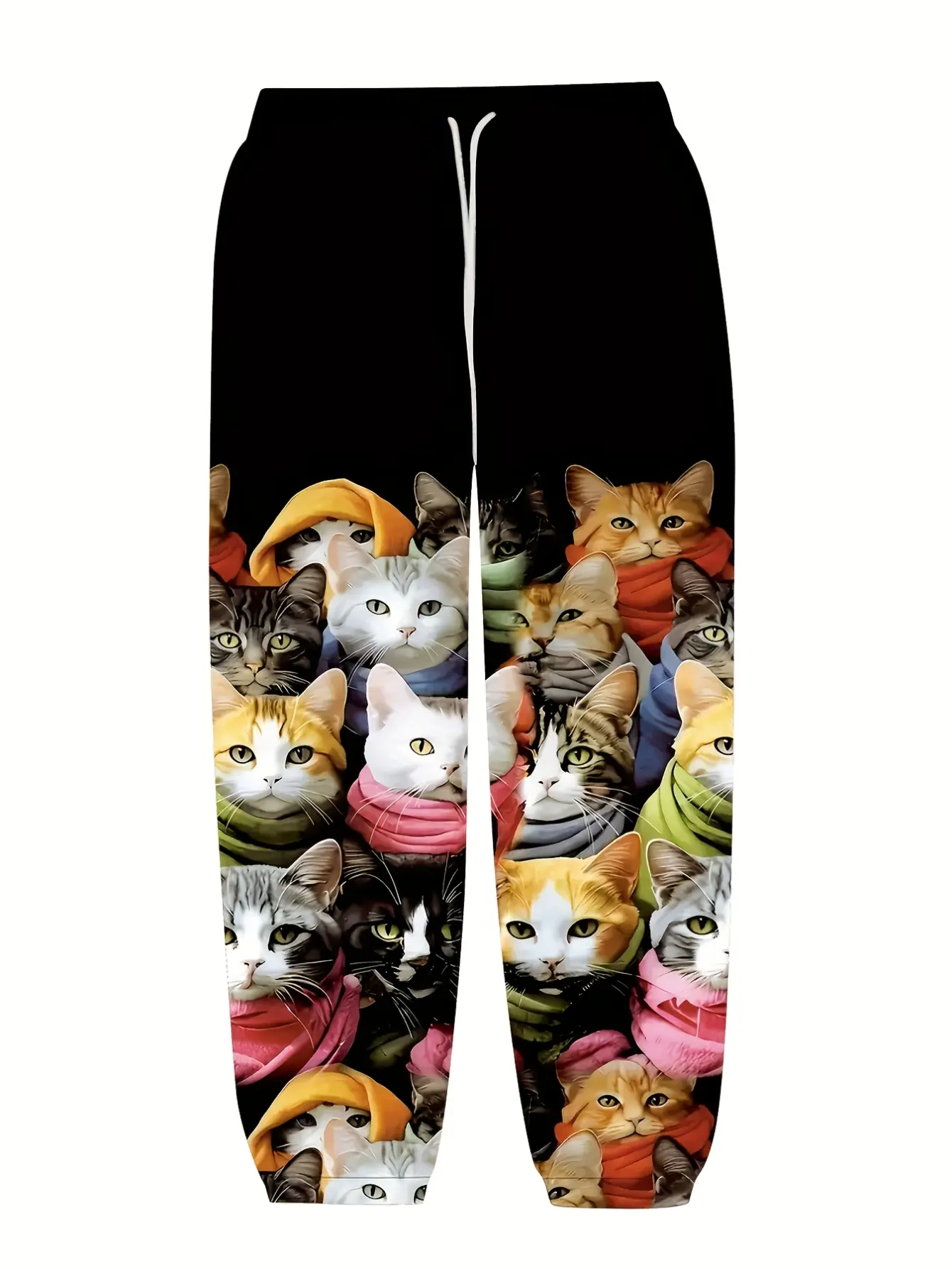 Women’s Y2K Cat Print Drawstring Jogger Pants gallery view