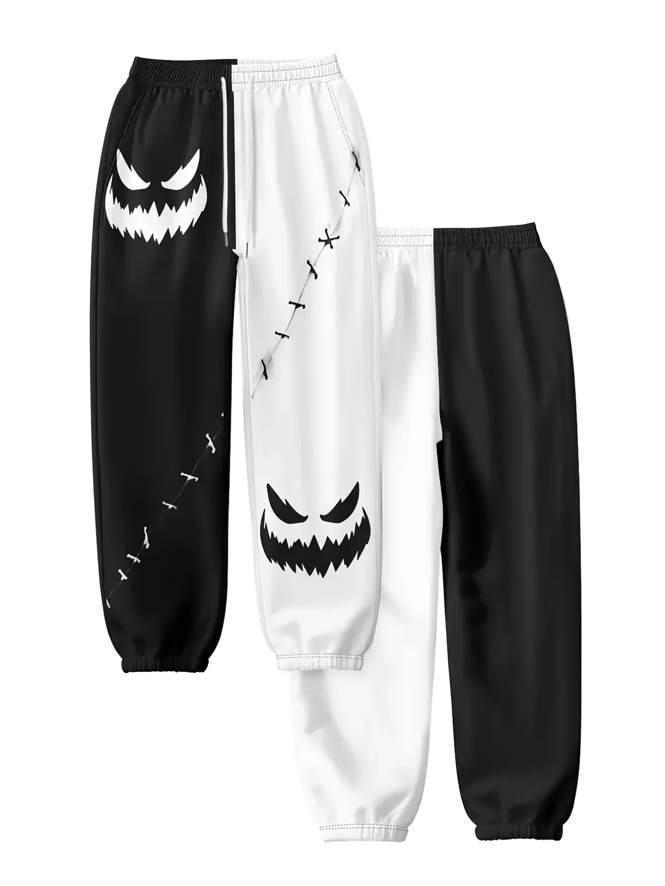 Women’s Halloween Ghost Face Print Drawstring Jogger Pants gallery view