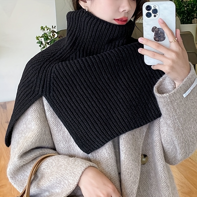 Women's Split Turtleneck Knit Shoulder Wrap