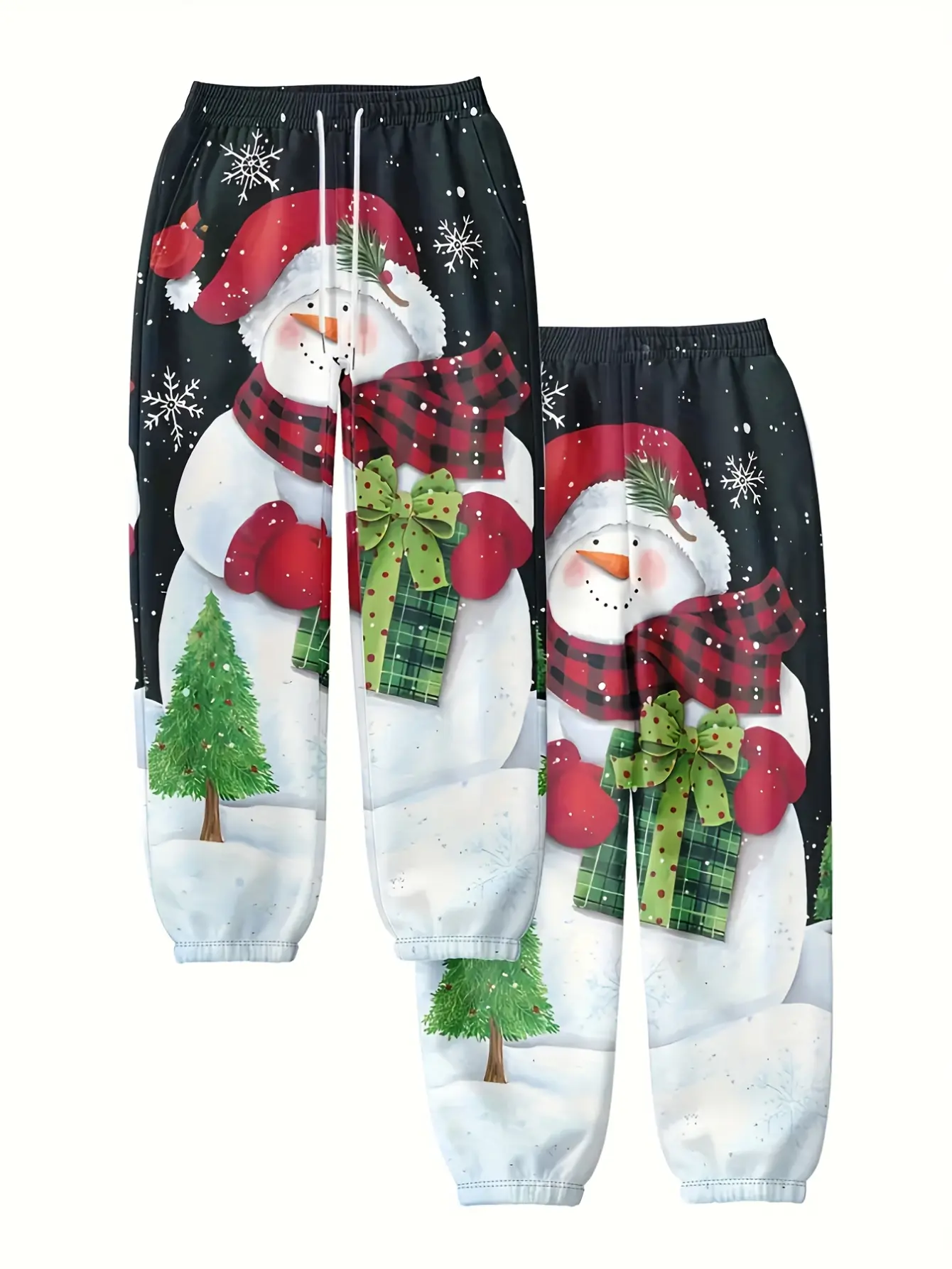 Women’s Snowman Print Christmas Drawstring Jogger Pants gallery view