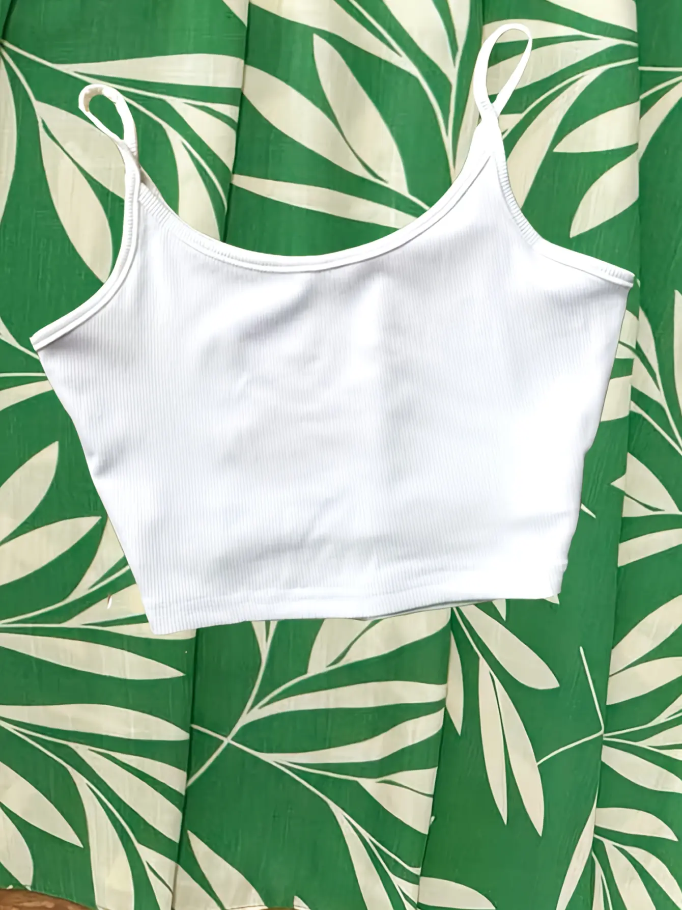 Women’s Green Leaf Print Cami and Skirt Set gallery view