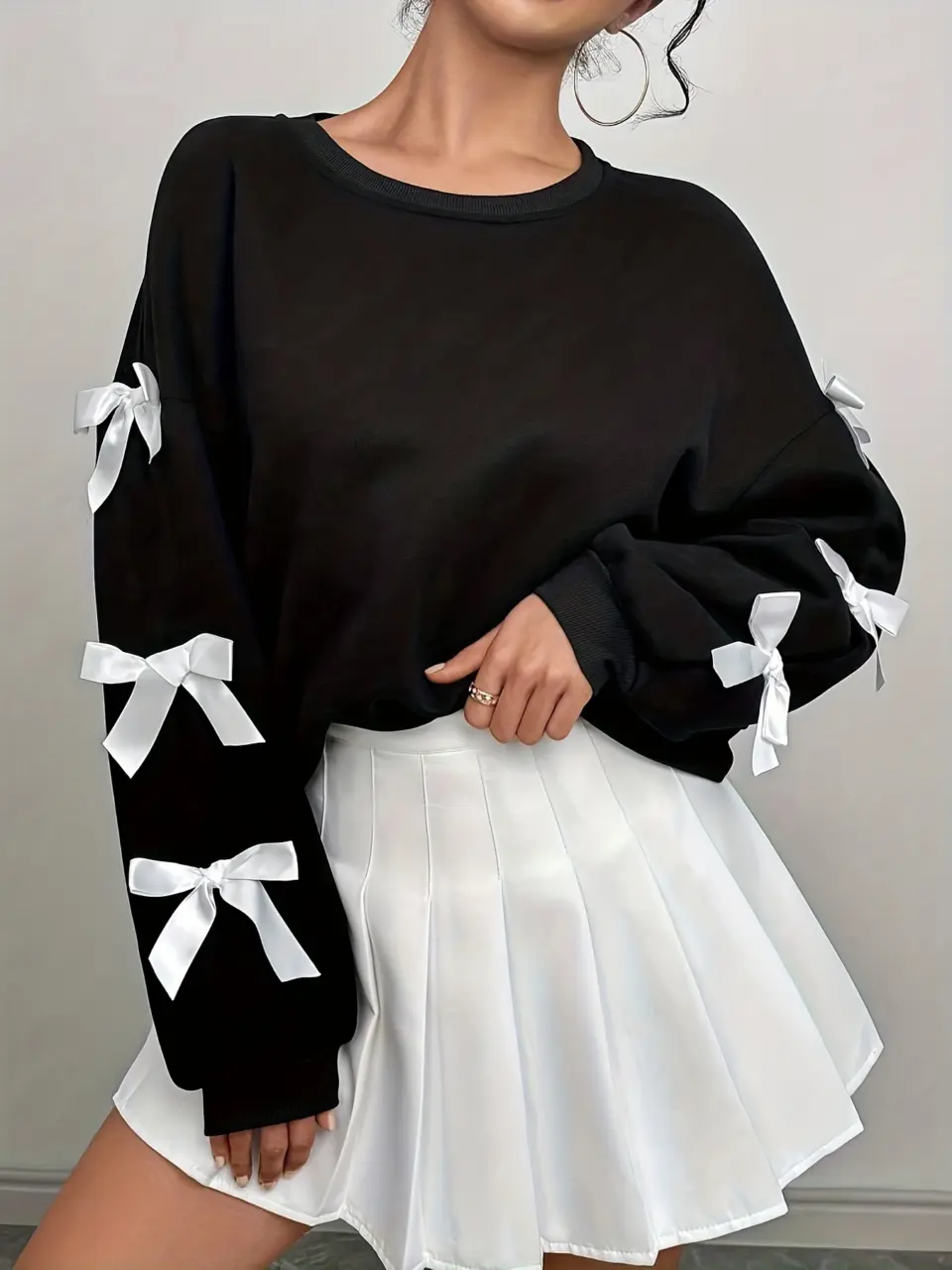 Women's Black Y2K Butterfly Applique Sweatshirt