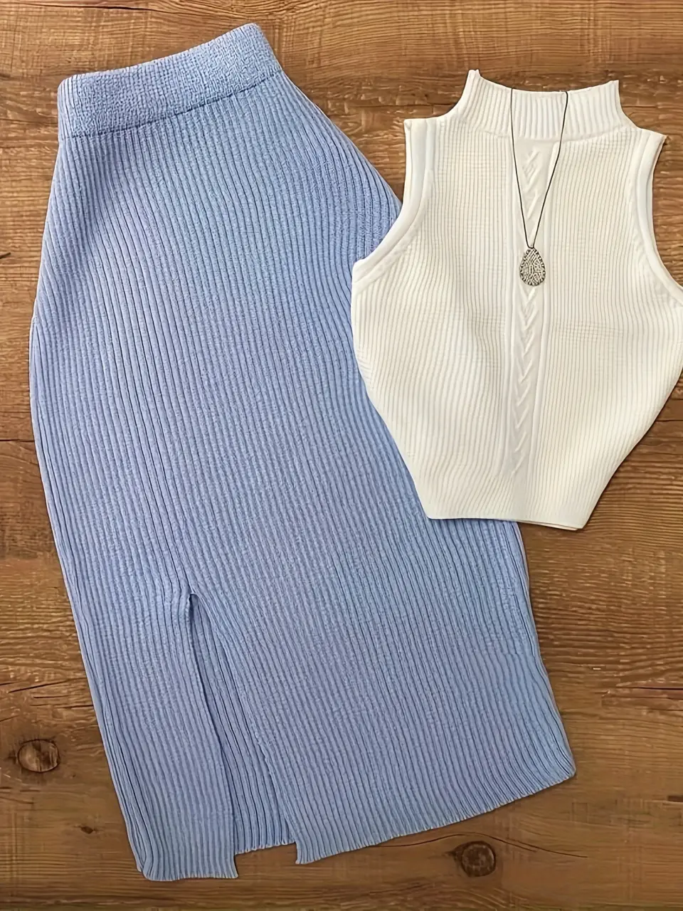 Women's Knit Tank Top and Bodycon Skirt Set