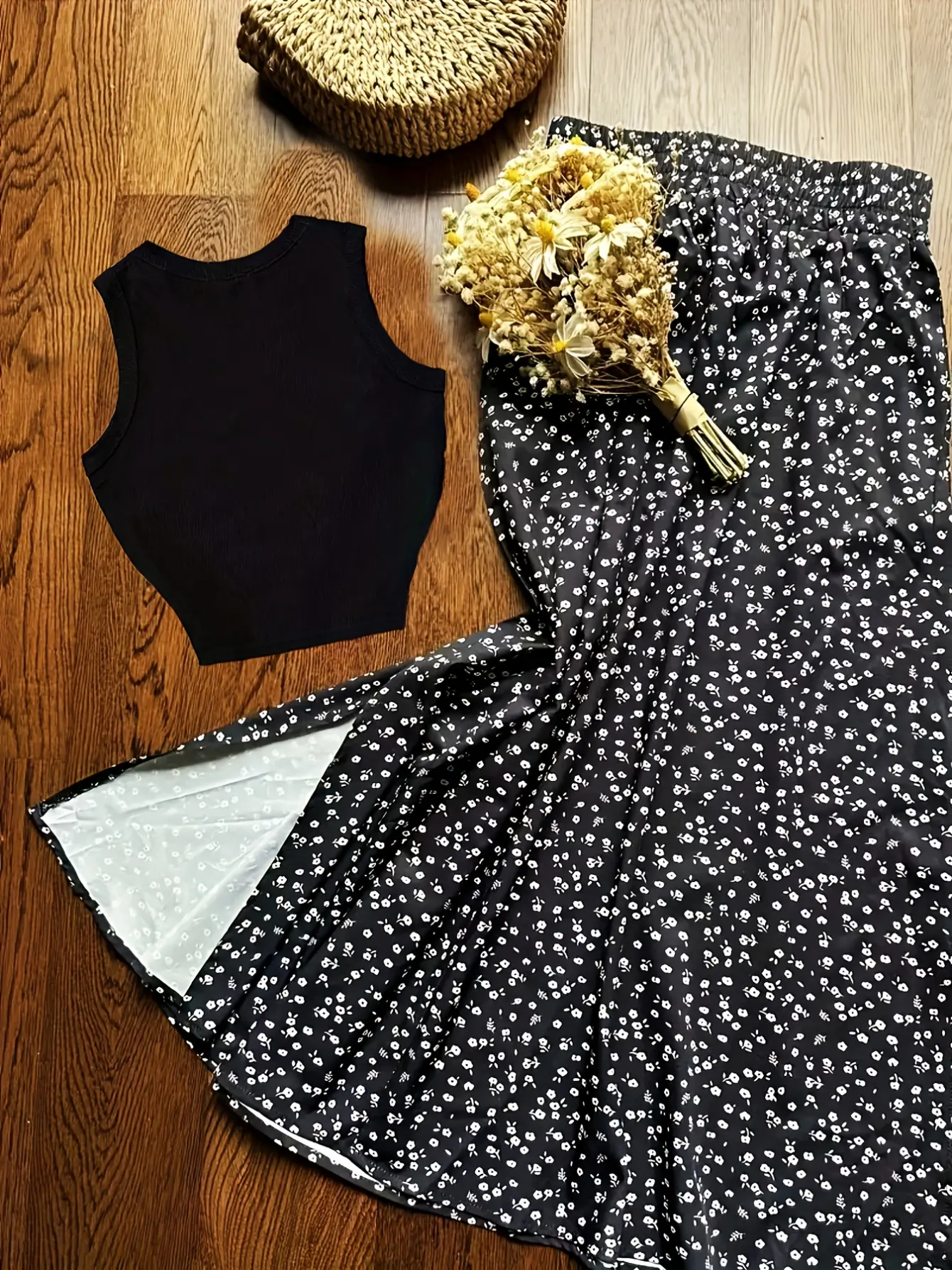 Women’s Tank Top and Floral Skater Skirt Set gallery view