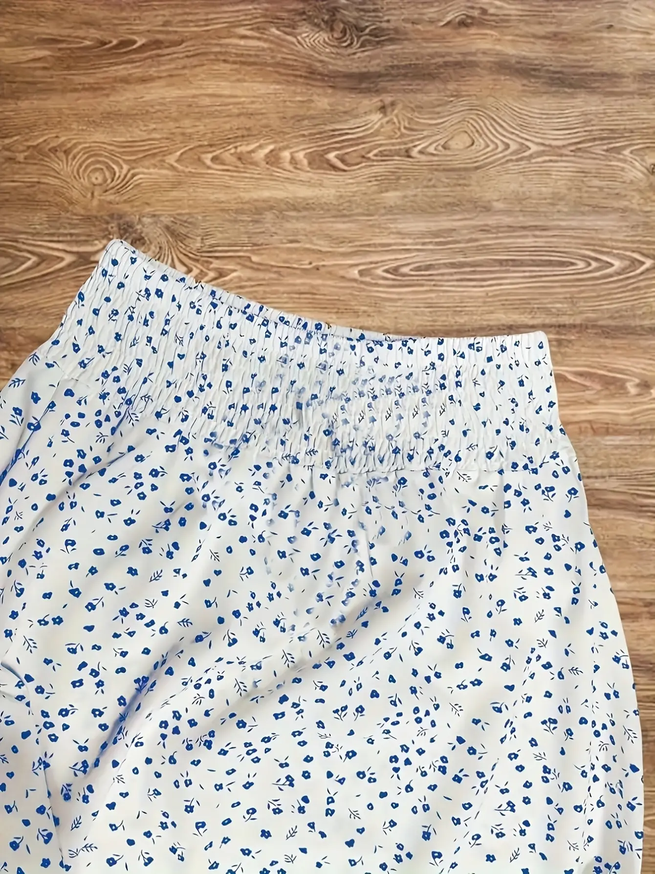 Women’s Mock Neck Top and Blue Floral Skirt Set gallery view